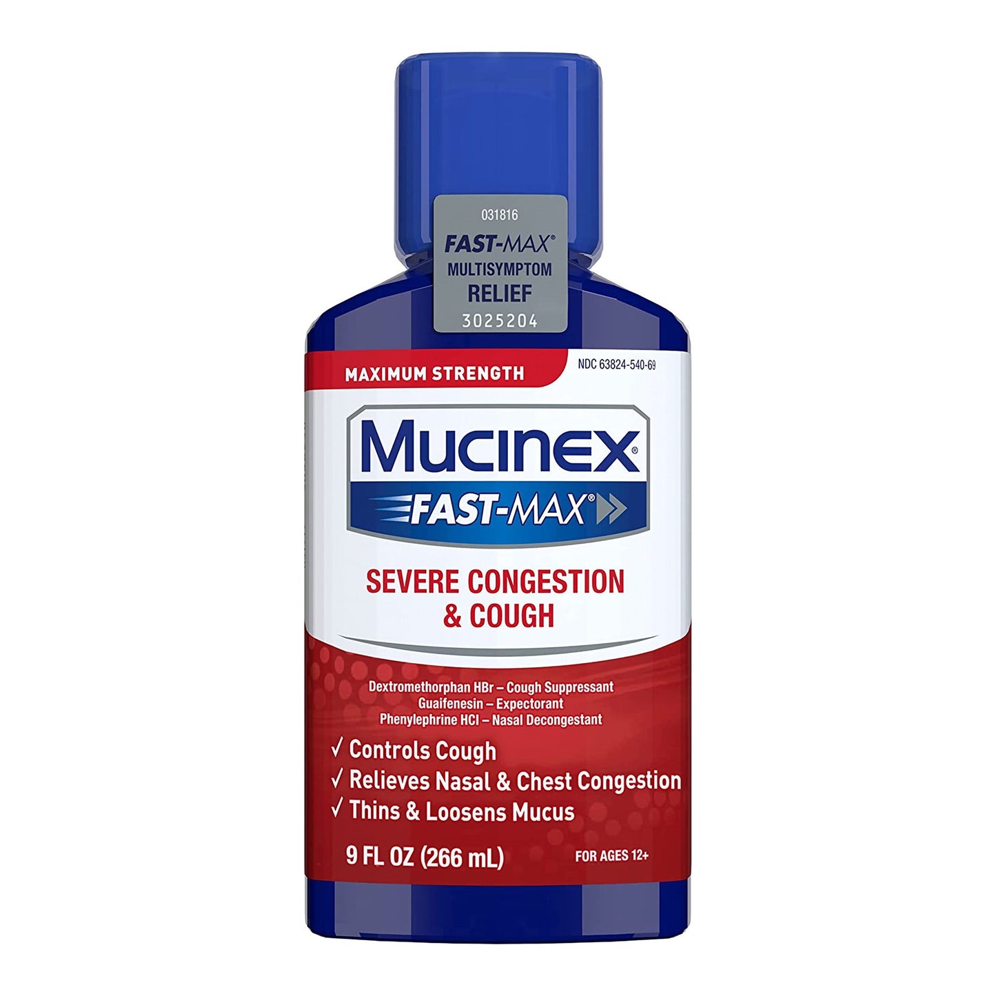 Cold and Cough Relief Mucinex® Fast-Max™ 20 mg - 400 mg - 10 mg / 5 mL Strength Liquid 6 oz.