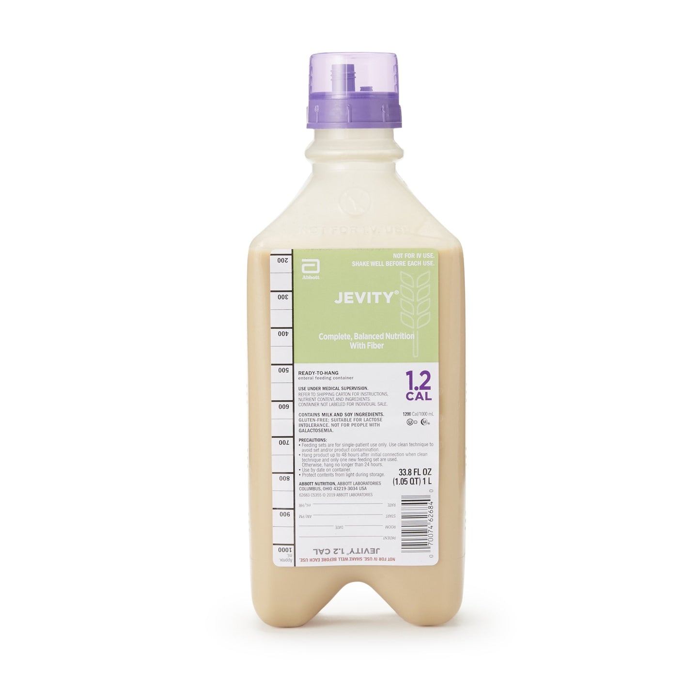 Tube Feeding Formula Jevity® 1.2 Cal with Fiber Unflavored Liquid 33.8 oz. Bottle