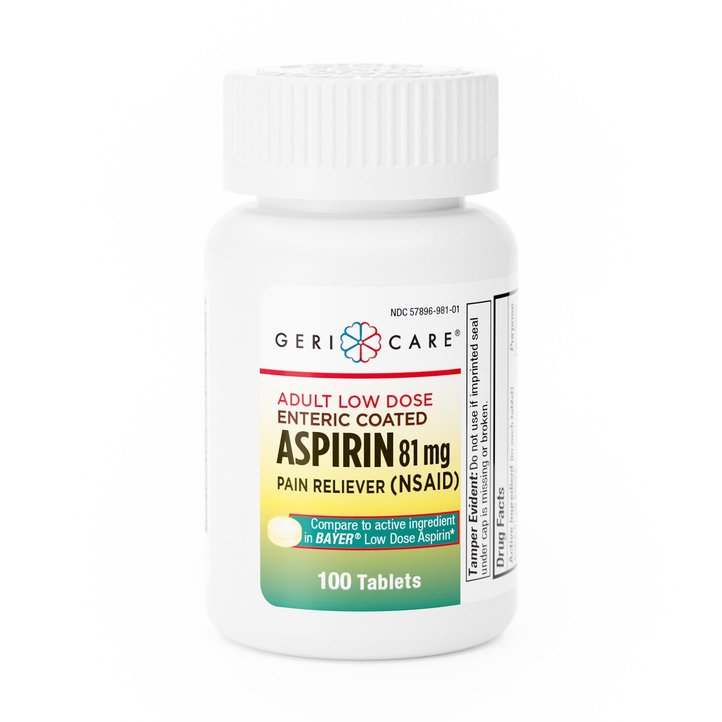 Pain Relief Geri-Care® 81 mg Strength Aspirin Tablet 100 per Bottle