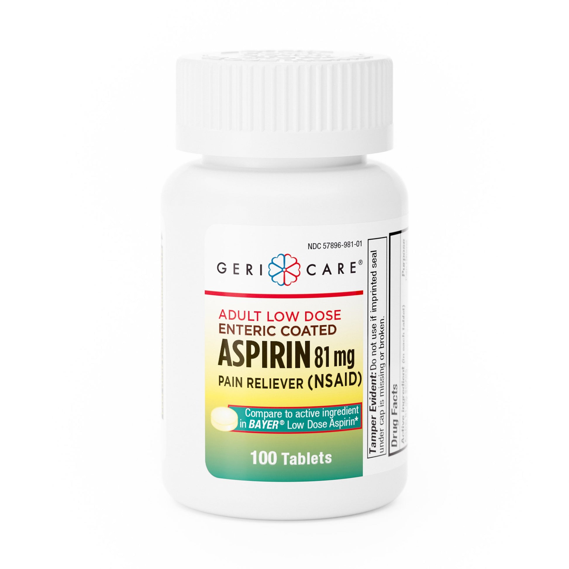 Pain Relief Geri-Care® 81 mg Strength Aspirin Tablet 100 per Bottle