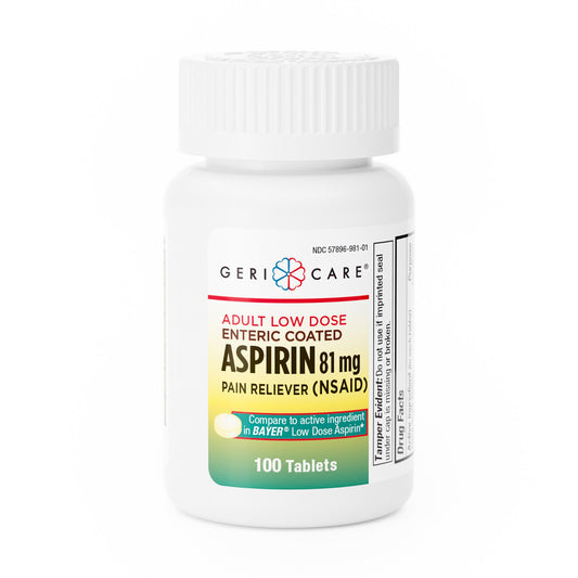 Pain Relief Geri-Care® 81 mg Strength Aspirin Tablet 100 per Bottle