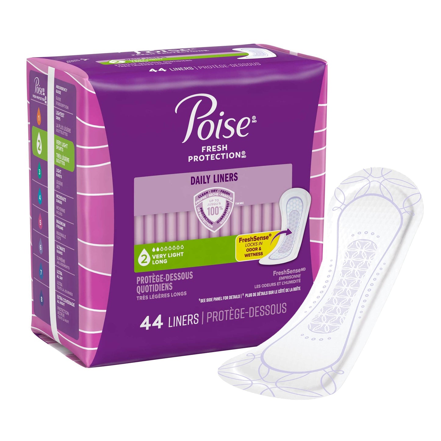 Bladder Control Pad Poise® Fresh Protection™ 8-1/2 Inch Length Light Absorbency Sodium Polyacrylate Core One Size Fits Most