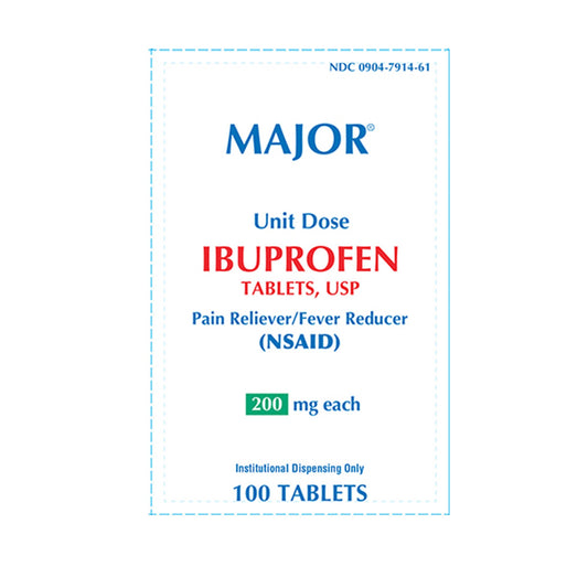 Pain Relief Major® 200 mg Strength Ibuprofen Unit Dose Tablet 100 per Box