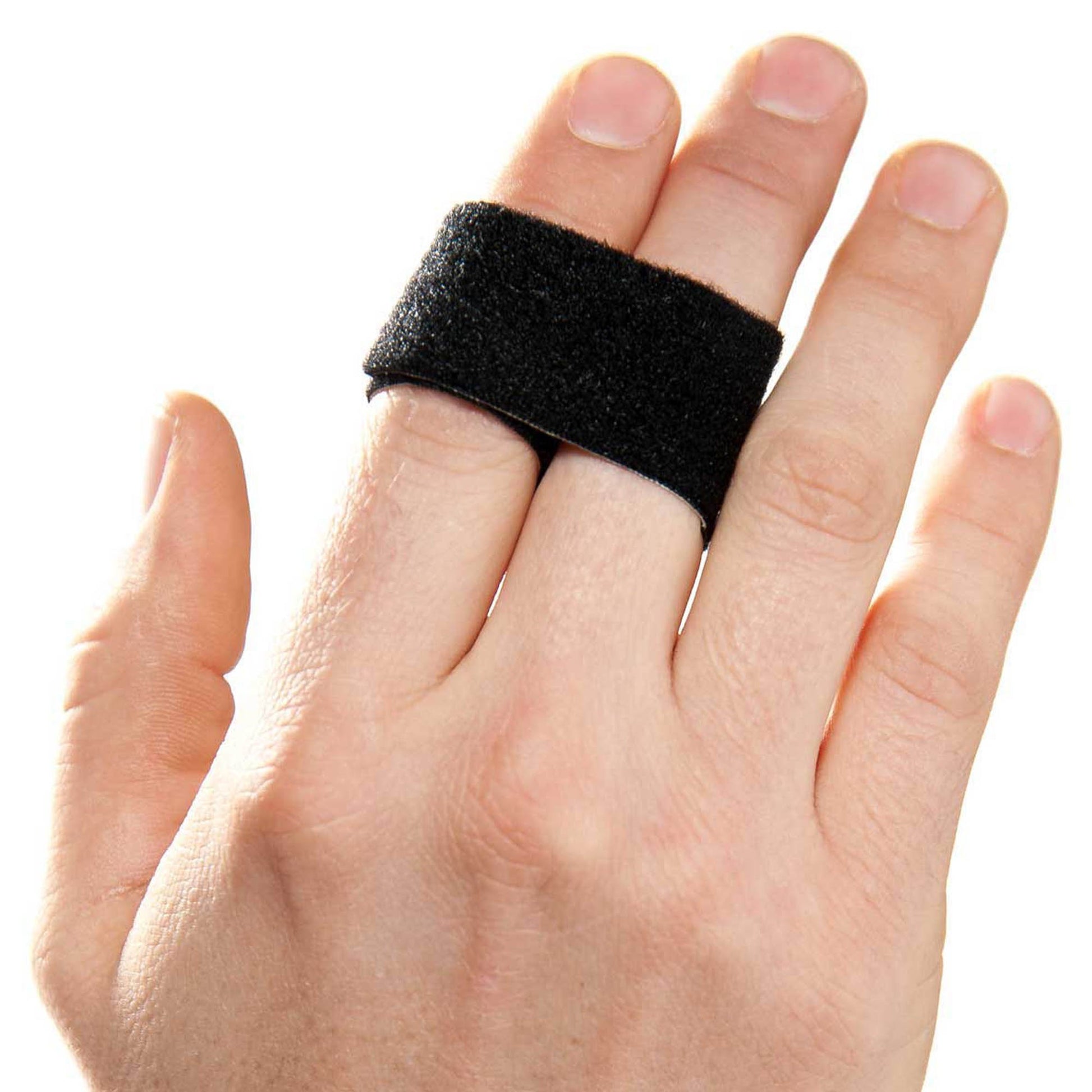 Finger Wrap Splint 3pp® Buddy Loops® Adult One Size Fits Most Hook and Loop Strap Closure Finger Black