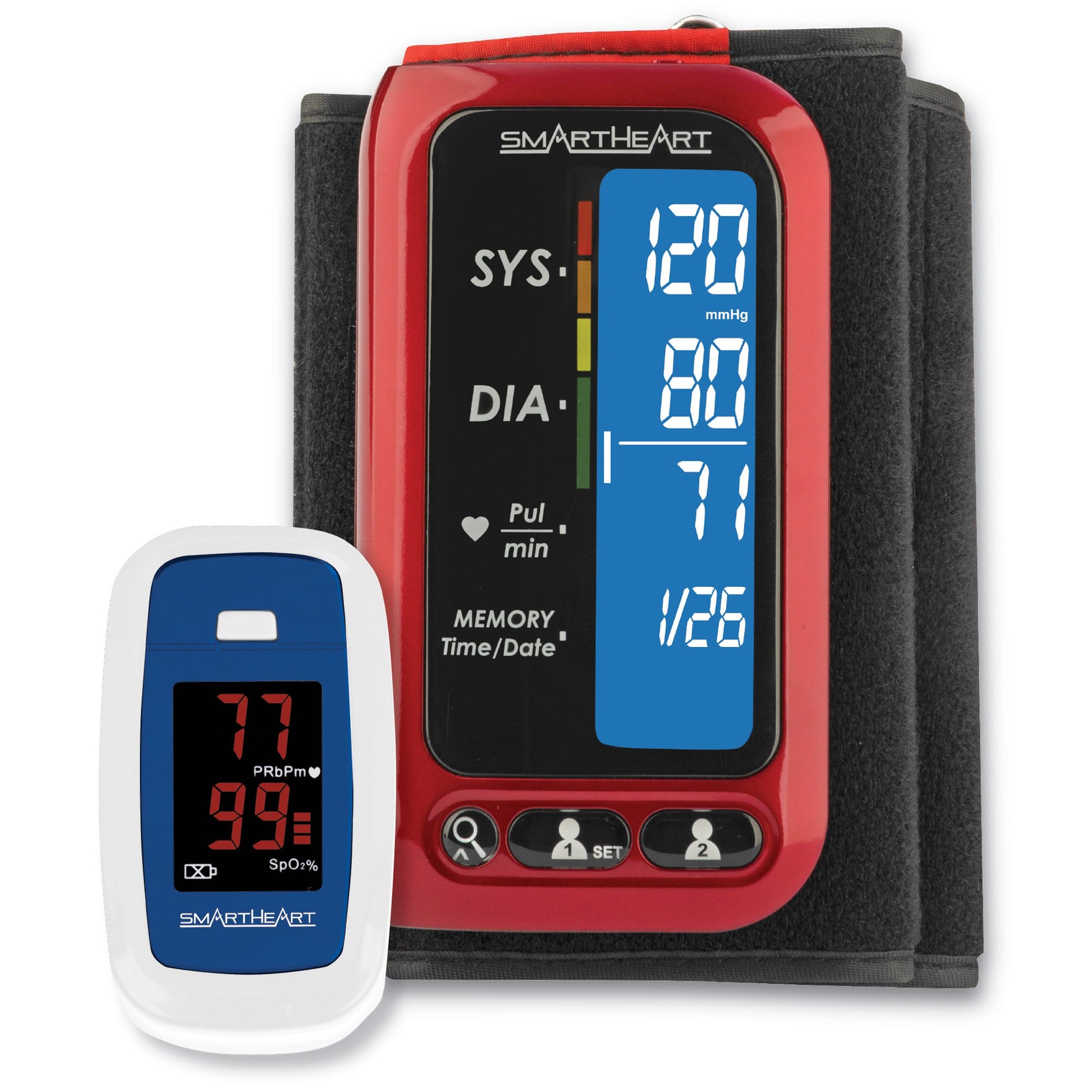 Digital Blood Pressure Monitor with Oximeter SmartHeart Adult Cuff Arm 8.6 to 16.5 Inch Desk Model