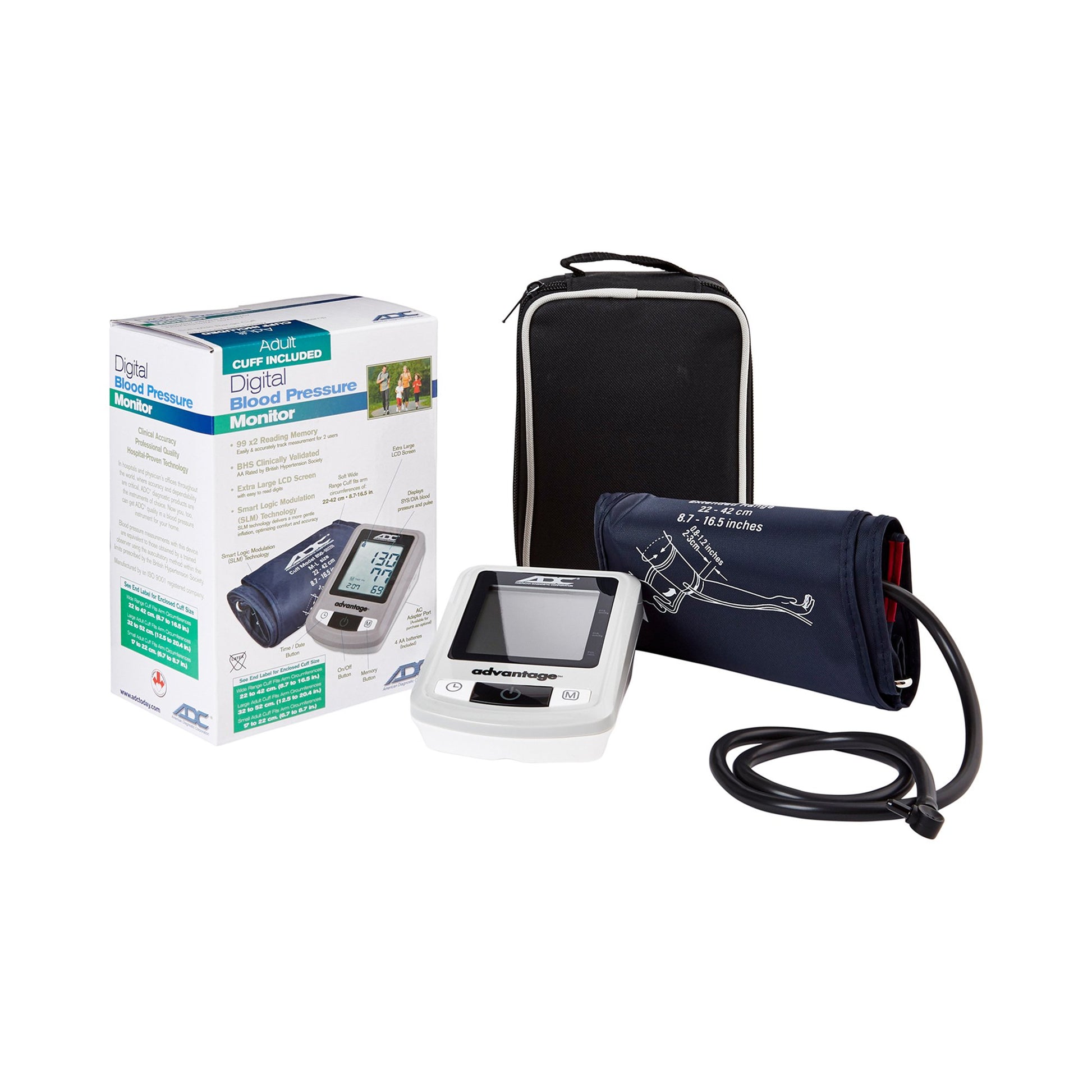 Home Automatic Digital Blood Pressure Monitor Advantage™ 6021N Series Wide Range Arm Nylon Cuff 22 - 42 cm Desk Model