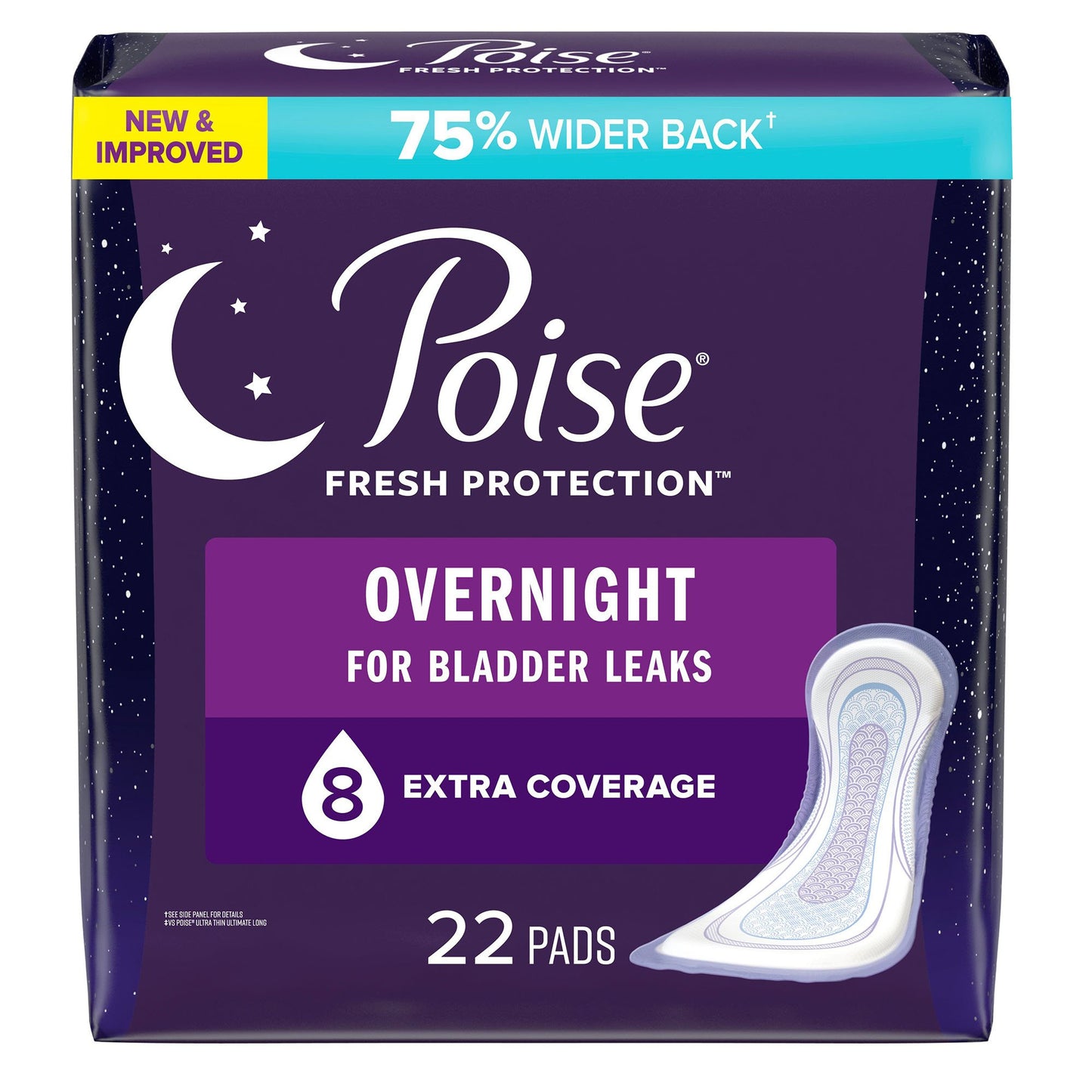 Bladder Control Pad Poise® Fresh Protection™ Overnight 5.3 Inch Length Heavy Absorbency Sodium Polyacrylate Core One Size Fits Most