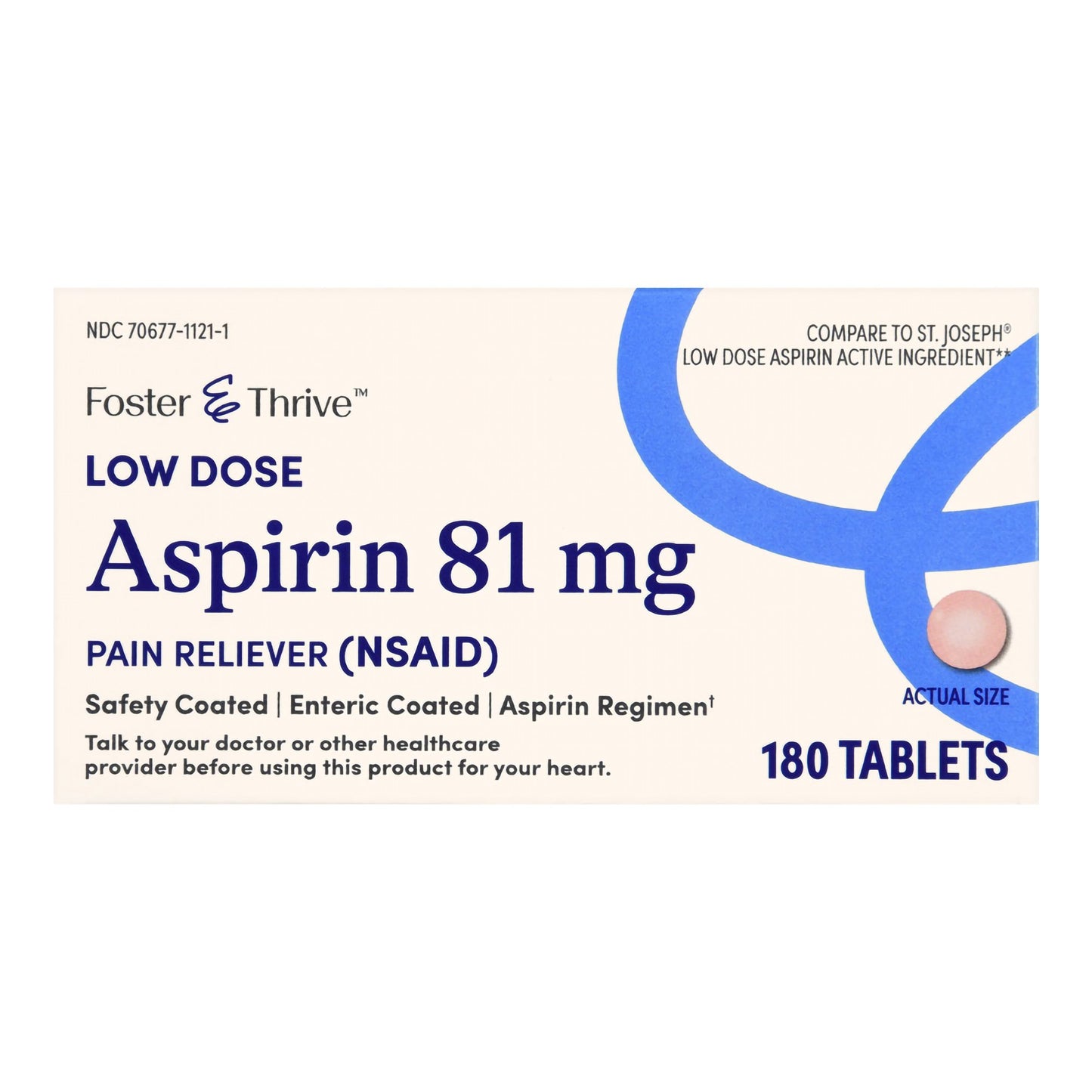 Pain Relief Foster & Thrive™ 81 mg Strength Aspirin Tablet 180 per Bottle