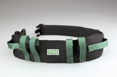 Gait Belt with Handles Posey® 54 Inch Length Black / Green Nylon