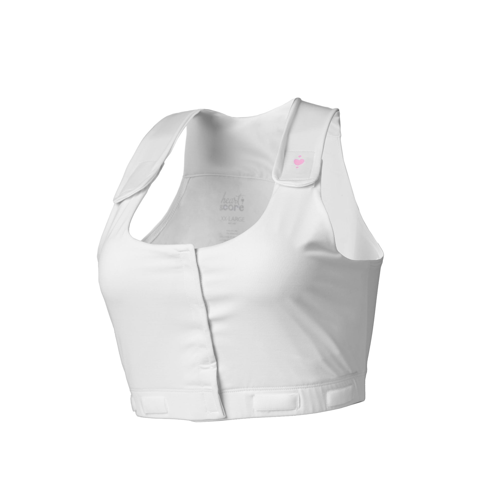 Post-Surgical Bra Larissa 36 to 38 Inch Chest Large White Front Hook and Loop Closure Drain Tabs