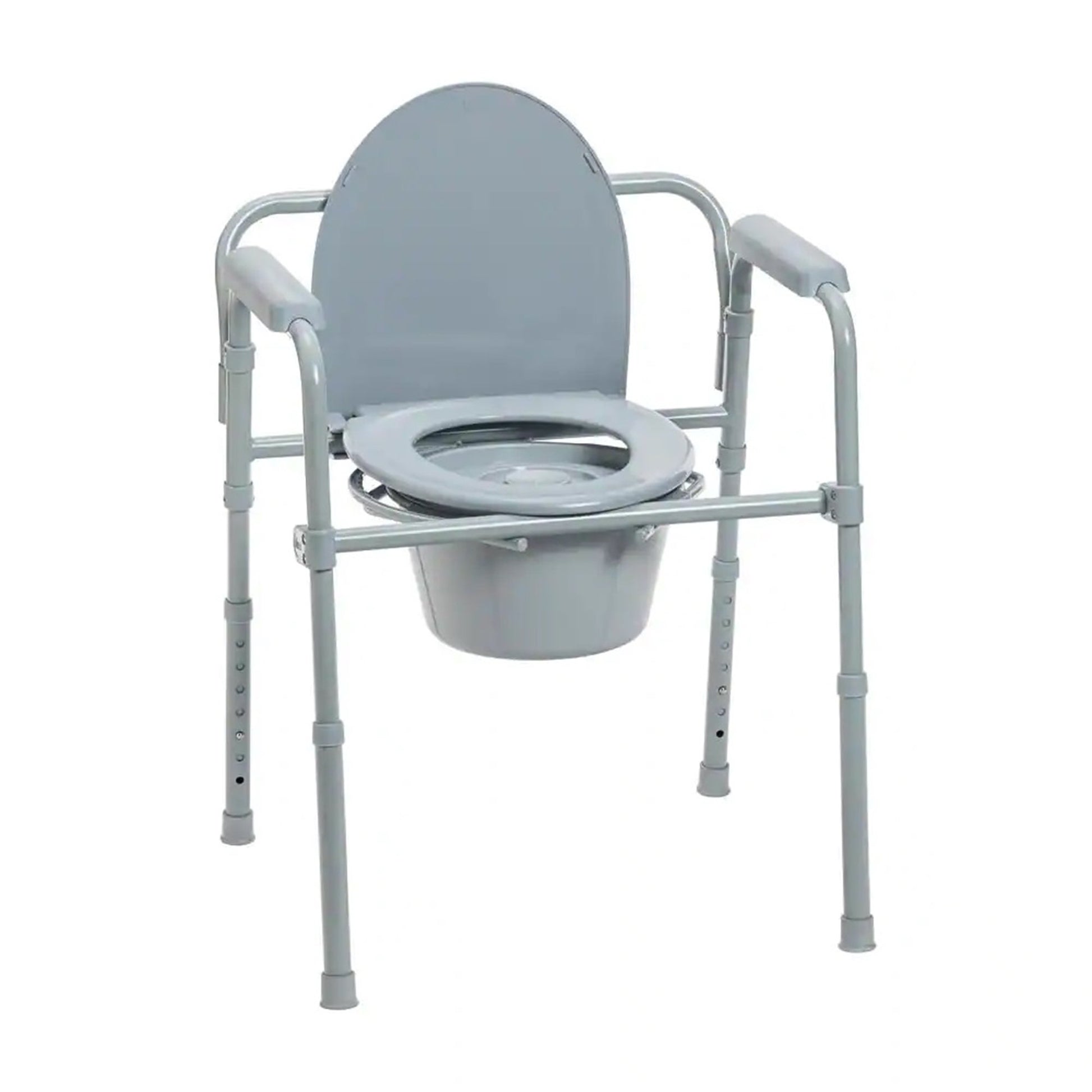 Commode Chair drive™ Fixed Arms Steel Frame Back Bar 13-1/2 Inch Seat Width 250 lbs. Weight Capacity