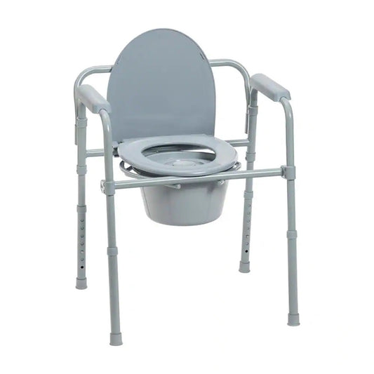 Commode Chair drive™ Fixed Arms Steel Frame Back Bar 13-1/2 Inch Seat Width 250 lbs. Weight Capacity