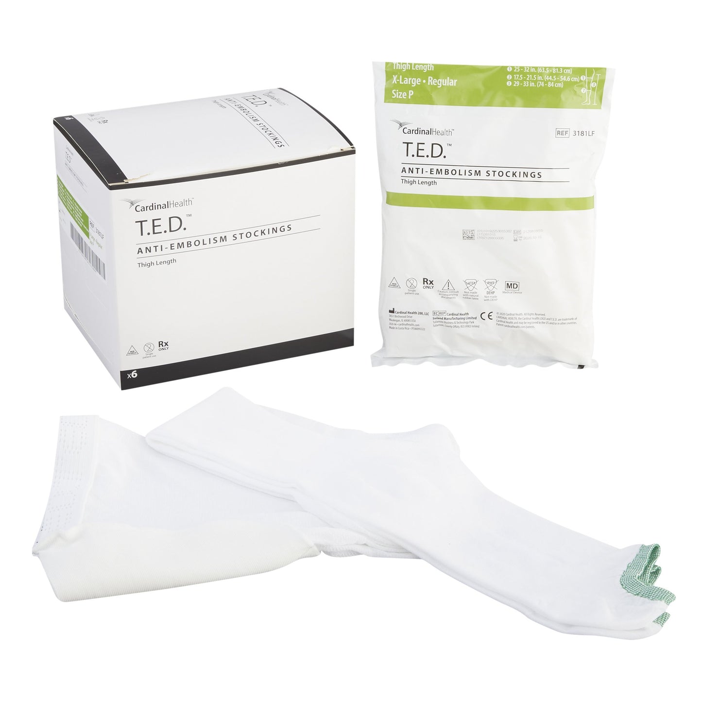 Anti-embolism Stocking T.E.D.™ Thigh High X-Large / Regular White Inspection Toe