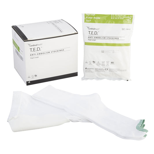 Anti-embolism Stocking T.E.D.™ Thigh High X-Large / Regular White Inspection Toe