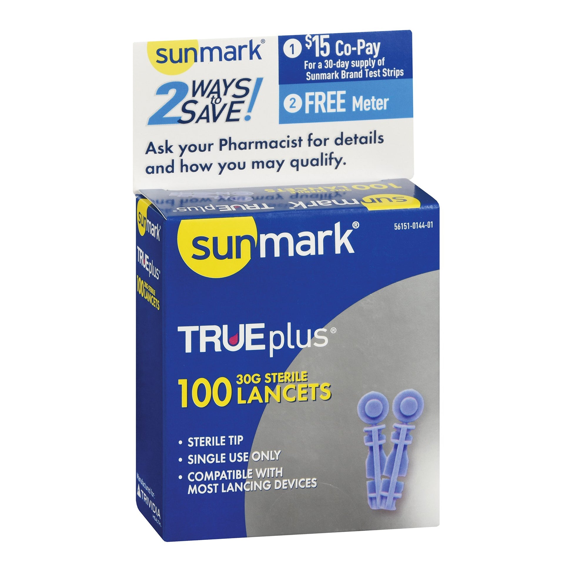 Lancet for Lancing Device Sunmark® 30 Gauge Non-Safety Twist Off Cap Multiple Sites