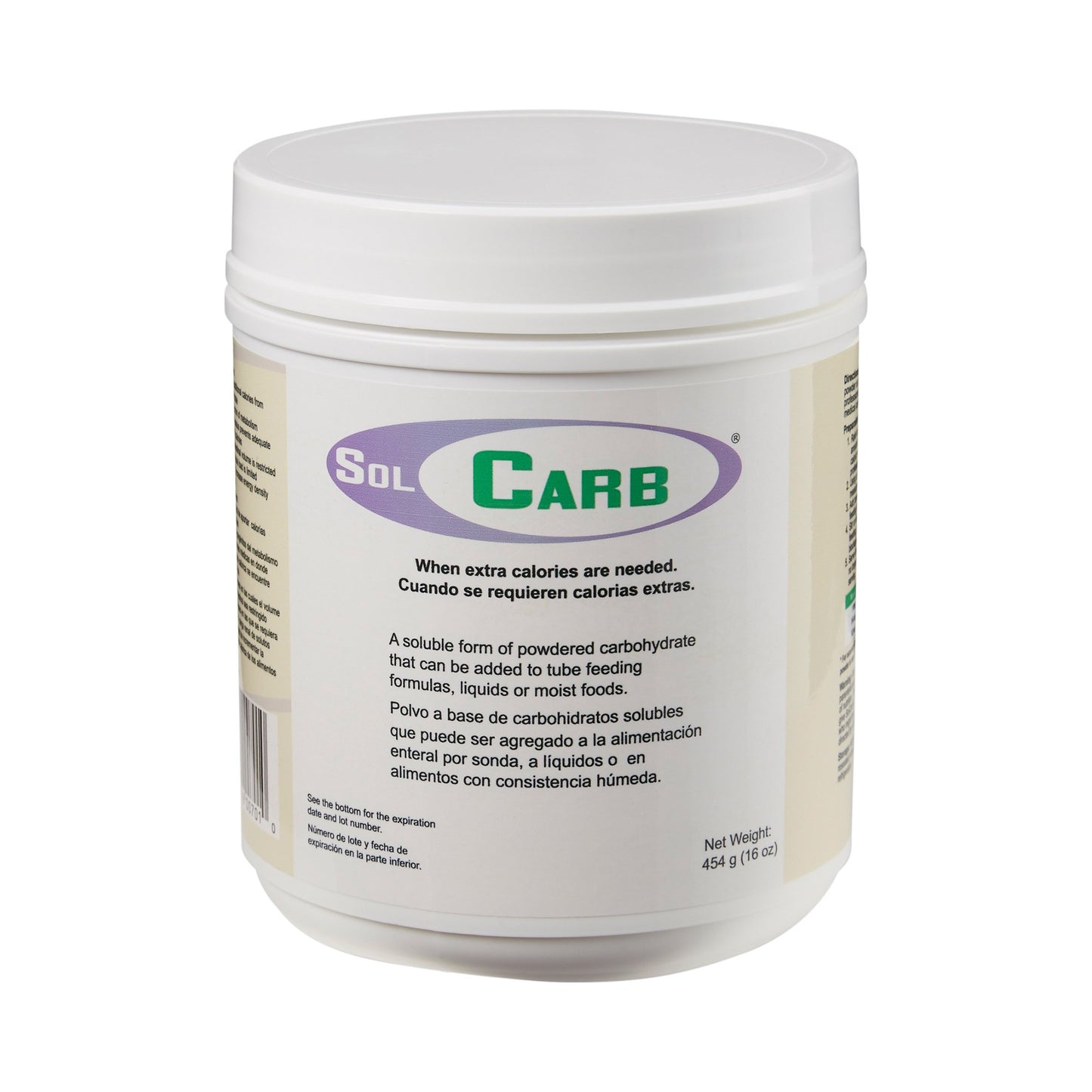 Oral Supplement SolCarb® Unflavored Powder 16 oz. Jar