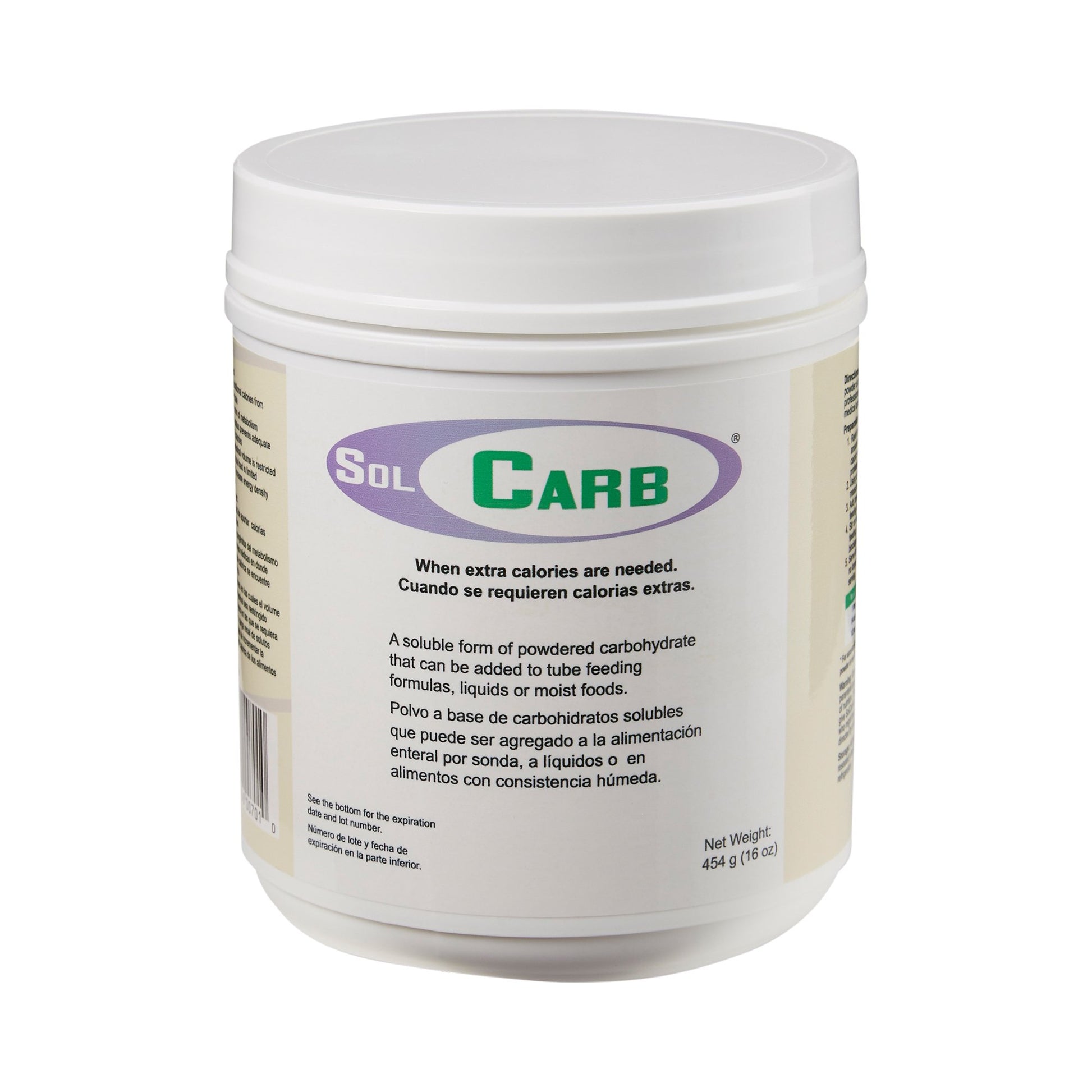 Oral Supplement SolCarb® Unflavored Powder 16 oz. Jar