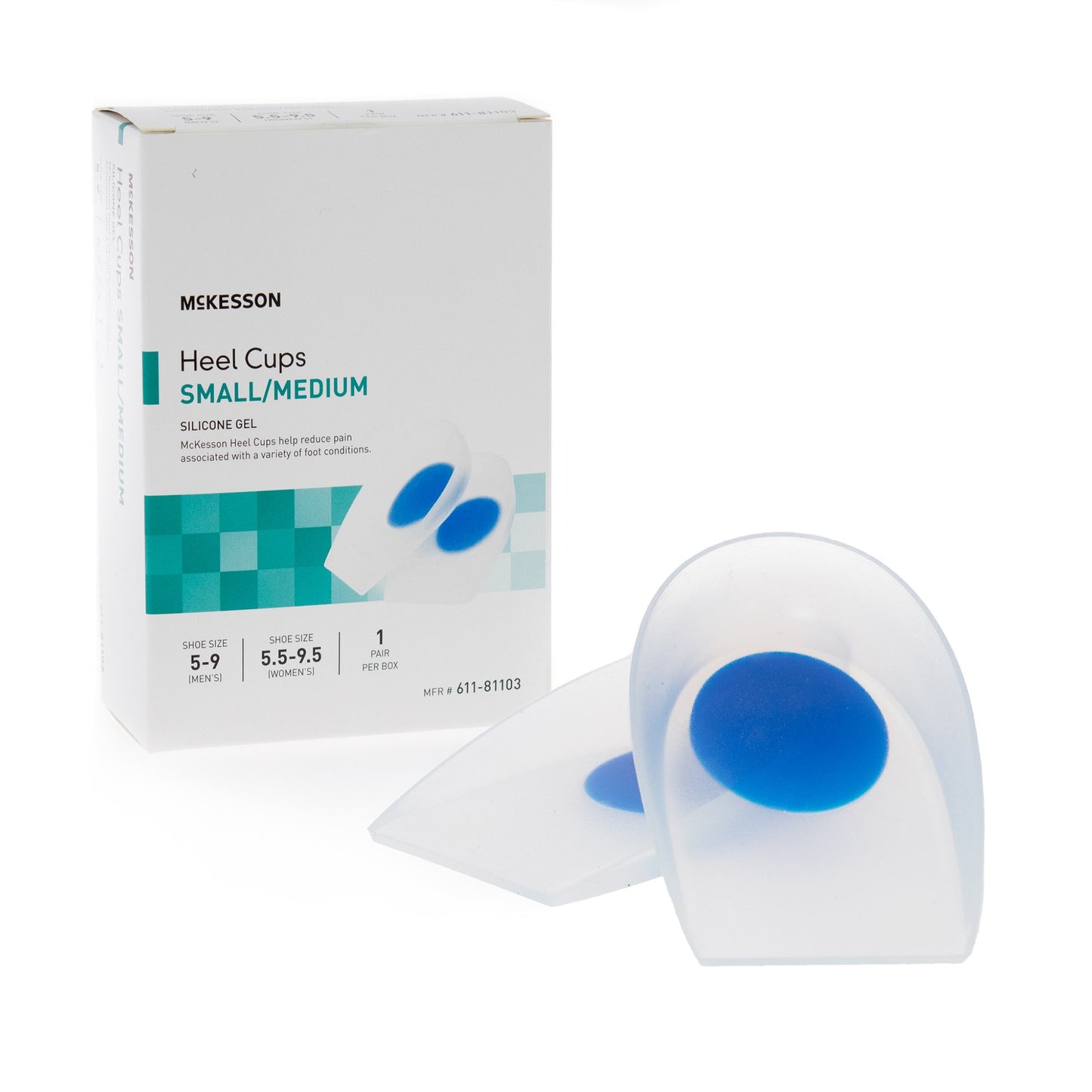 Heel Cup McKesson U-Shaped Silicone Women 5.5 to 9.5 / Men 5 to 9 Blue / White