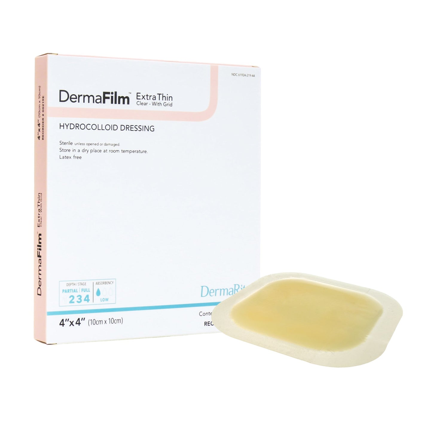 Thin Hydrocolloid Dressing DermaFilm® Film Backing 4 X 4 Inch Square Hydrocolloid / Film