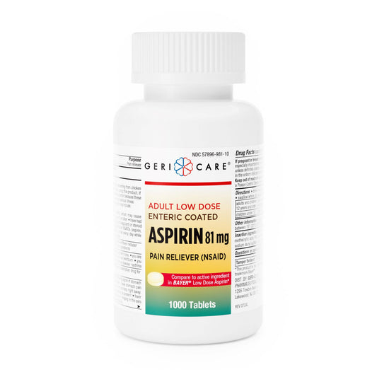 Pain Relief Geri-Care® 81 mg Strength Aspirin Tablet 1,000 per Bottle