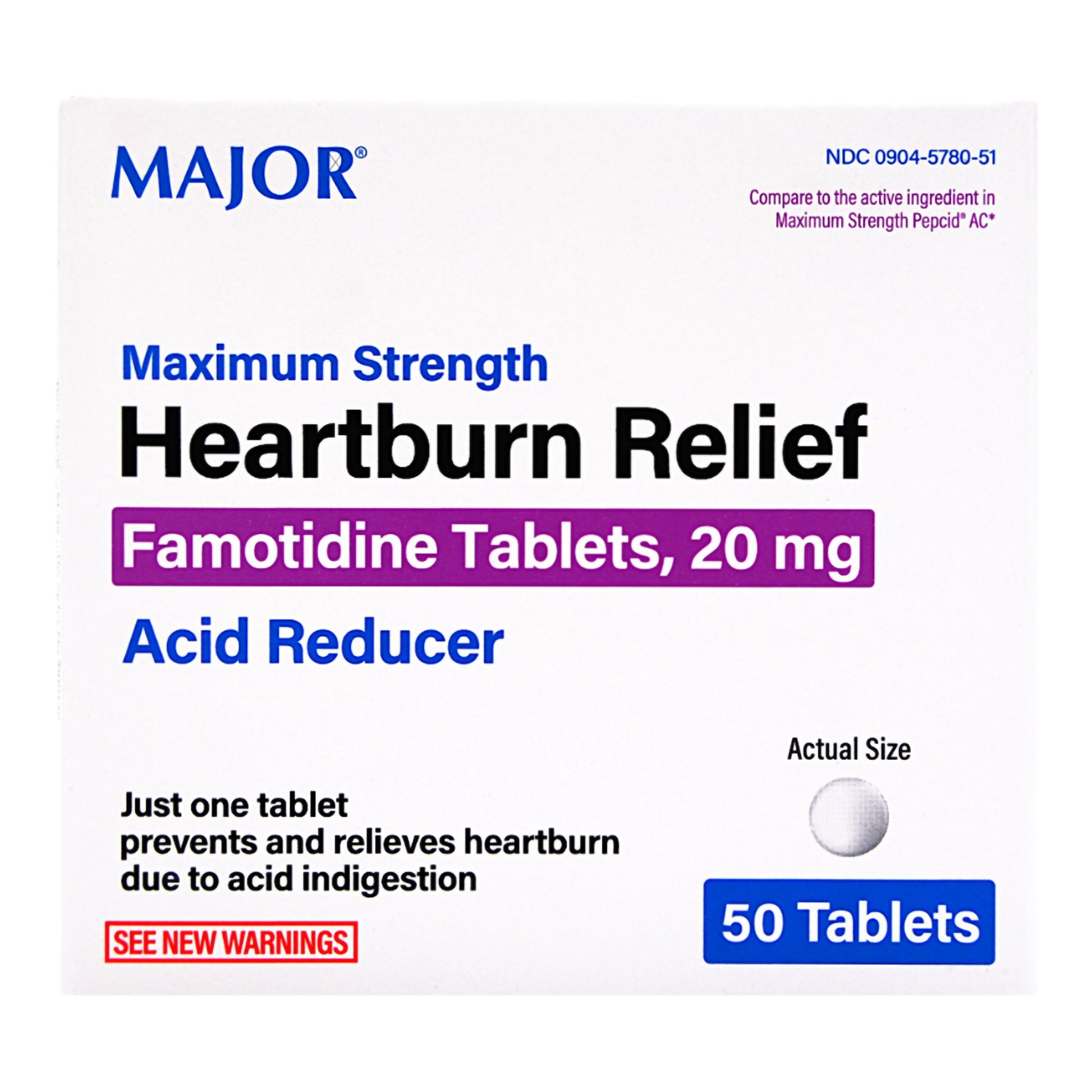 Antacid Major® 20 mg Strength Tablet 50 per Box