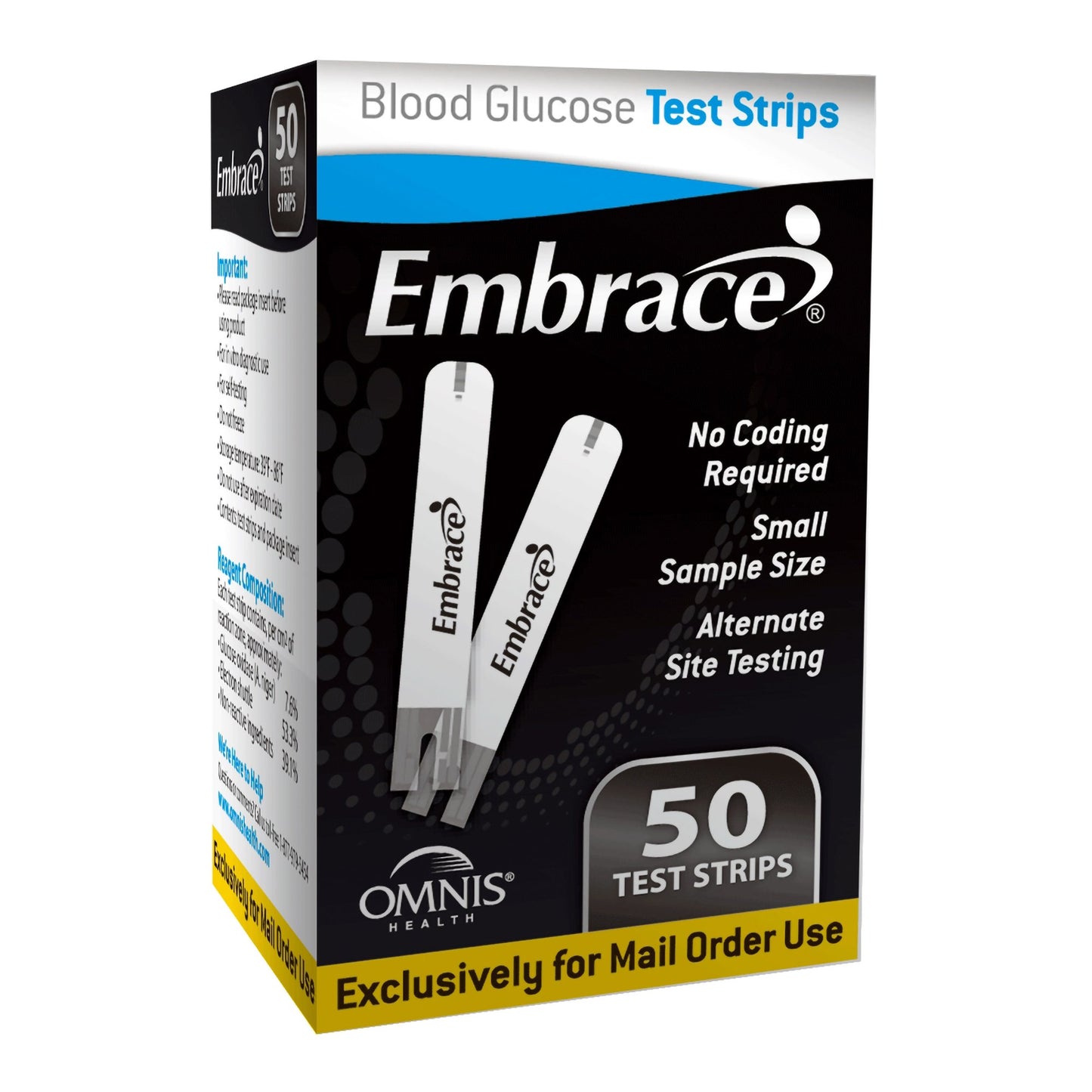 Blood Glucose Test Strips Embrace® 50 Strips per Pack For Embrace® Blood Glucose System