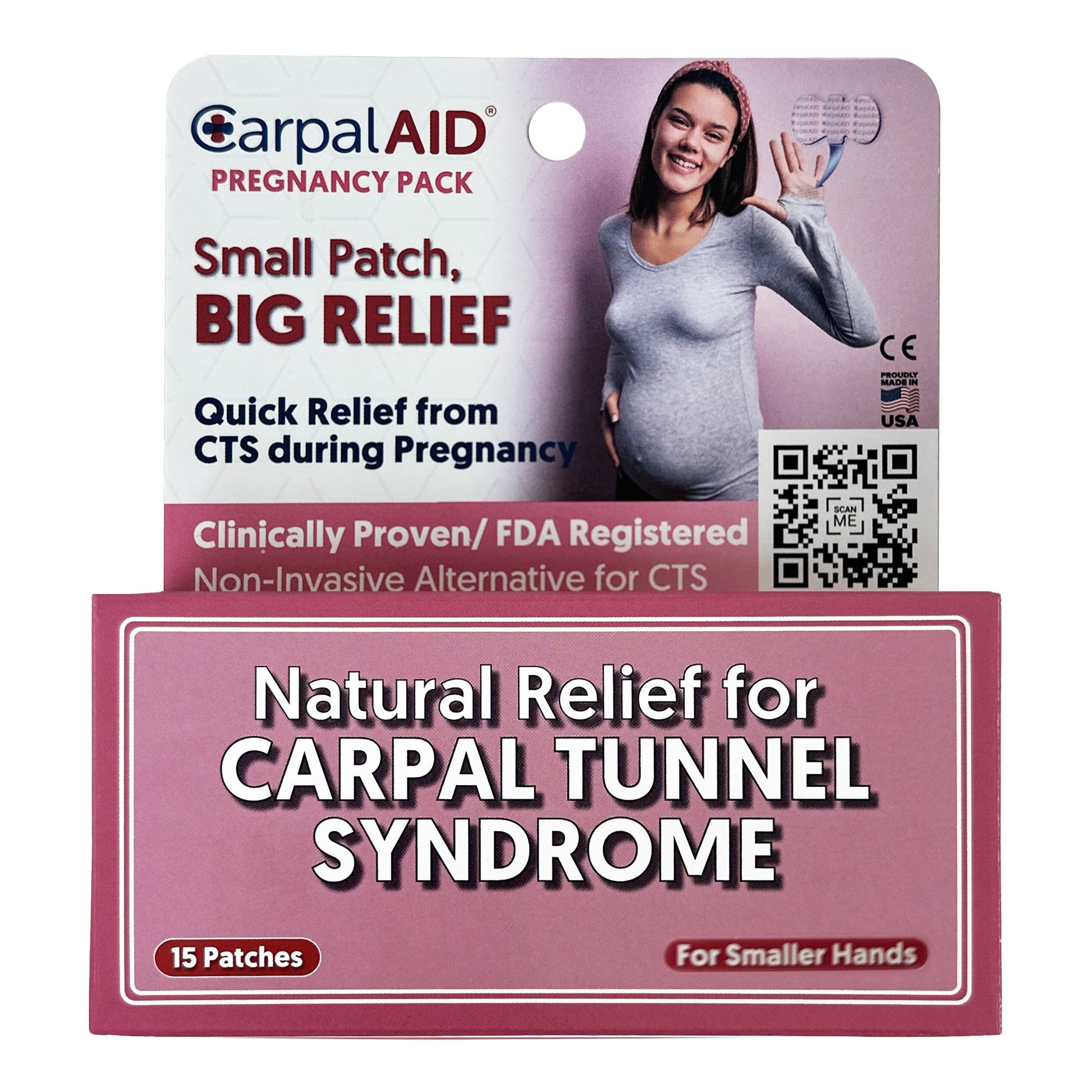Hand-Based Carpal Tunnel Support Carpal AID® Patch Pregnancy Plastic Left or Right Hand Clear Small
