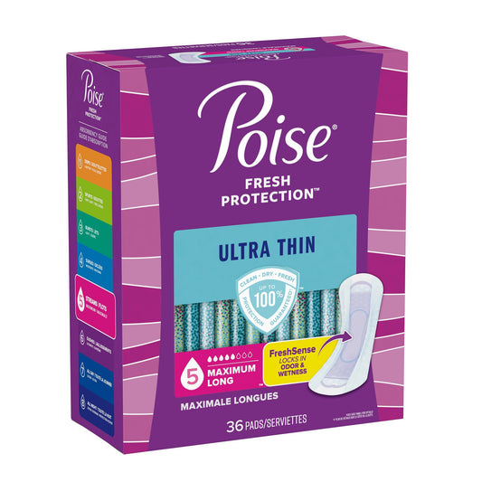 Bladder Control Pad Poise® Fresh Protection™ Ultra Thin 14.1 Inch Length Heavy Absorbency Sodium Polyacrylate Core One Size Fits Most