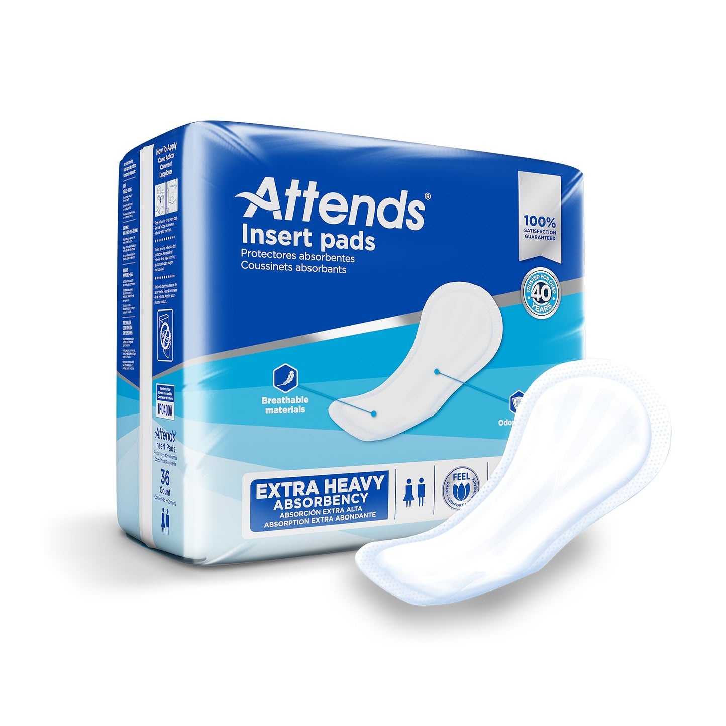 Incontinence Liner Attends® Insert Pad 16-1/2 Inch Length Heavy Absorbency Polymer Core One Size Fits Most