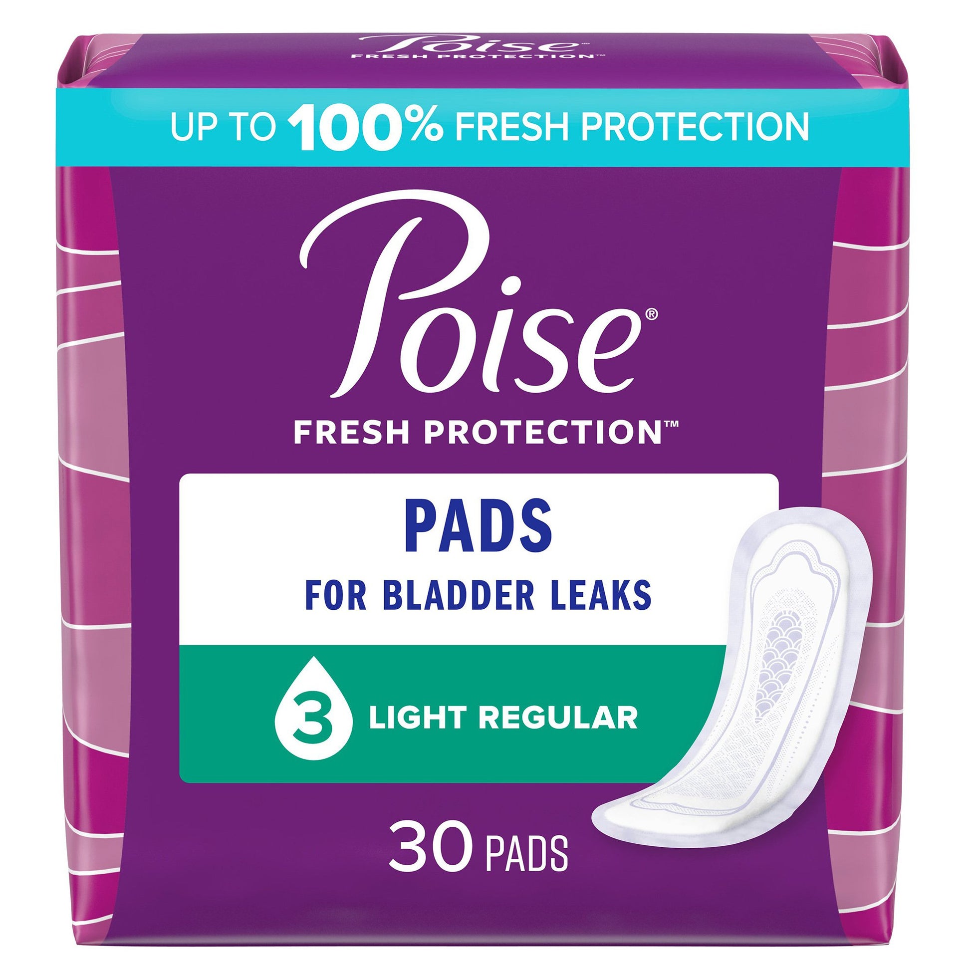 Bladder Control Pad Poise® Fresh Protection™ 9.33 Inch Length Moderate Absorbency Polymer Core One Size Fits Most