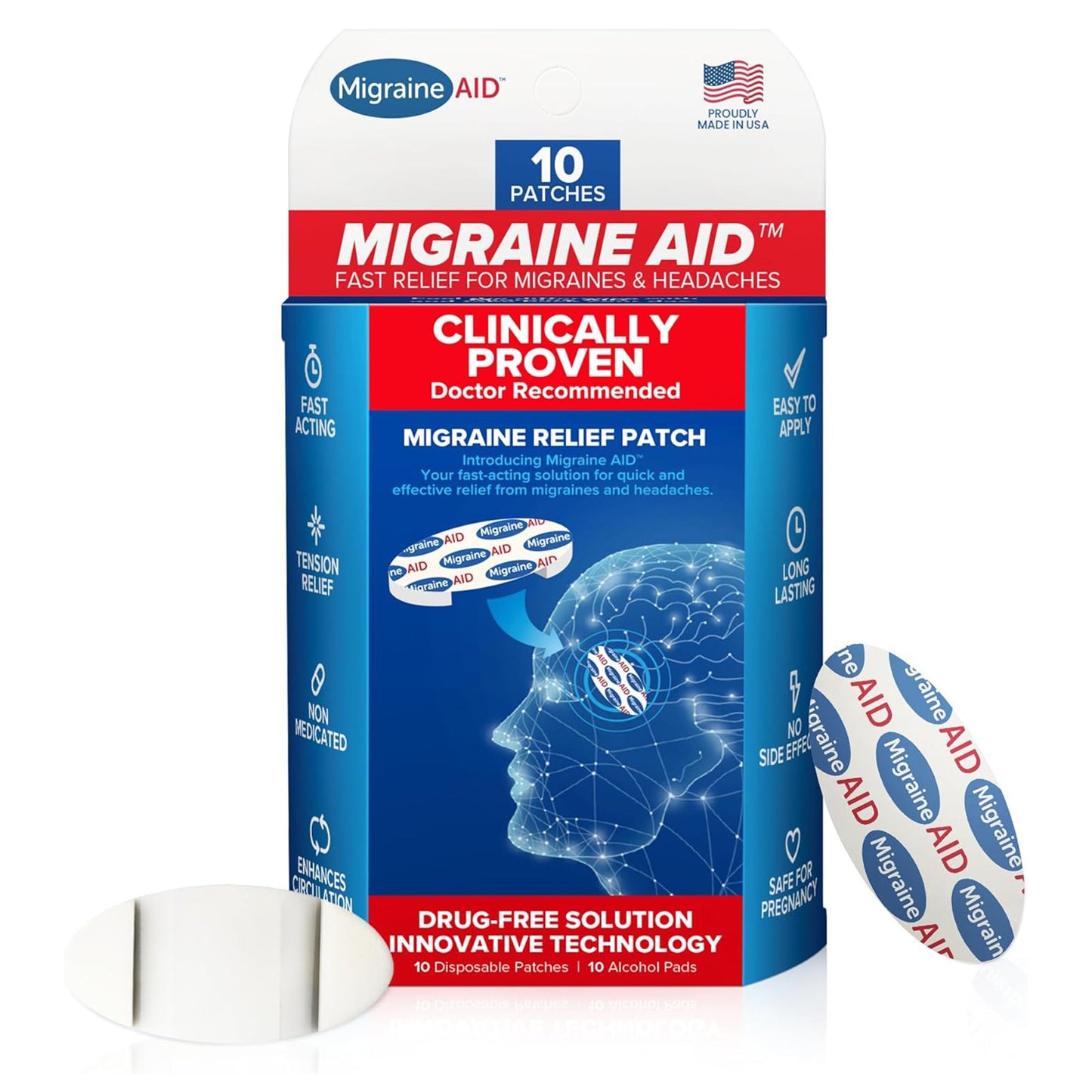 Topical Pain Relief MIGRAINE AID™ Drug Free Patch