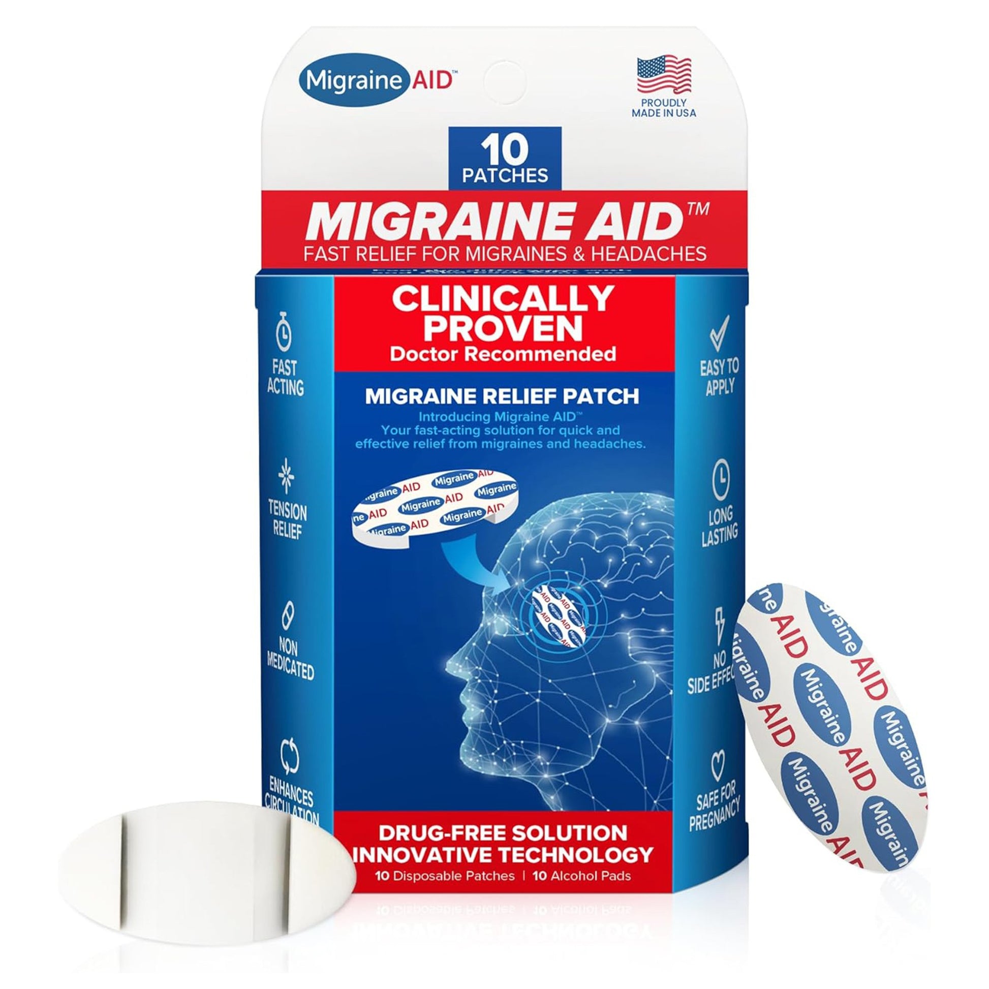 Topical Pain Relief MIGRAINE AID™ Drug Free Patch