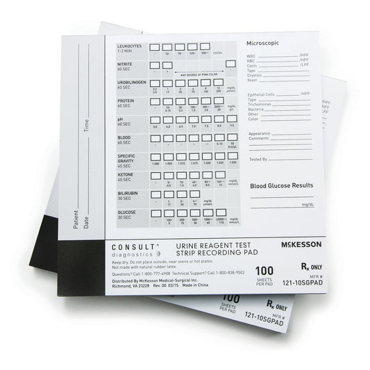 Urine Reagent Test Strip Recording Pad McKesson Consult™ For use with McKesson CONSULT® 10SG Urine Reagent Strips (MFR # 121-10SG)