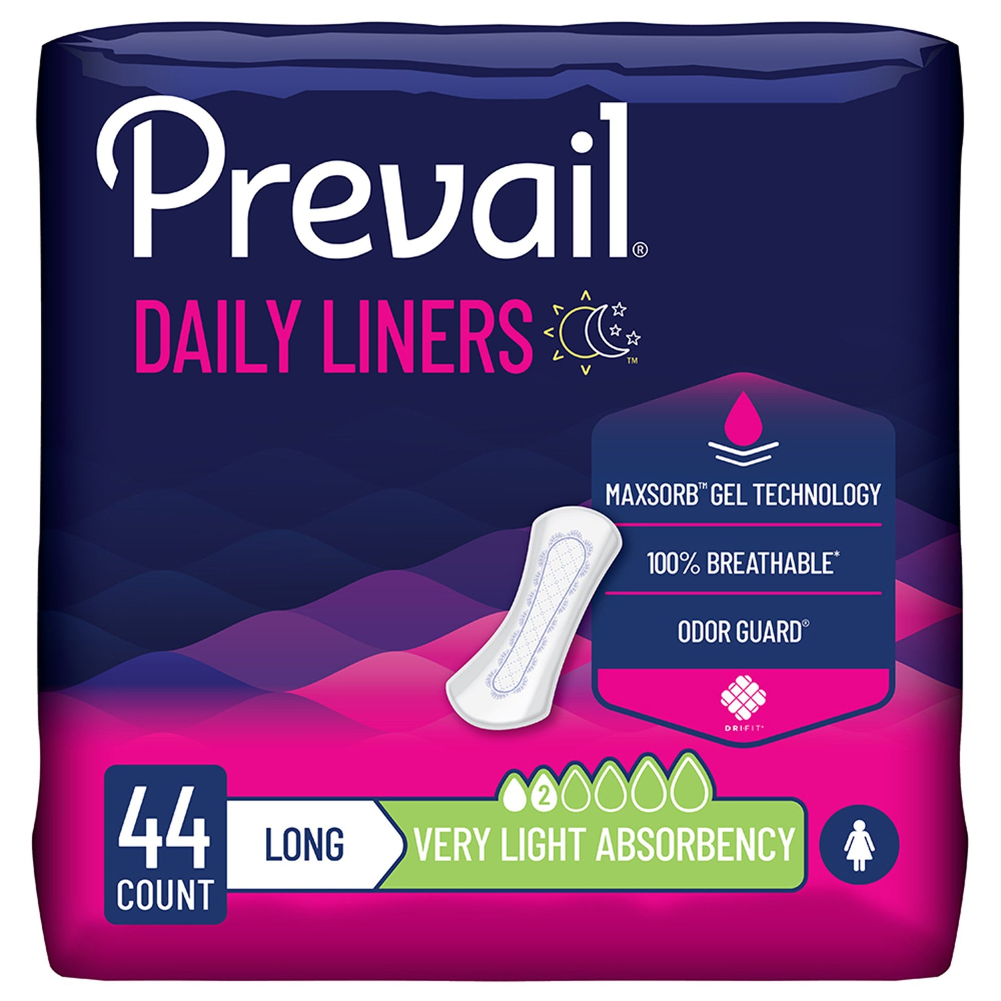 Bladder Control Pad Prevail® Daily 8.35 Inch Length Light Absorbency Polymer Core One Size Fits Most