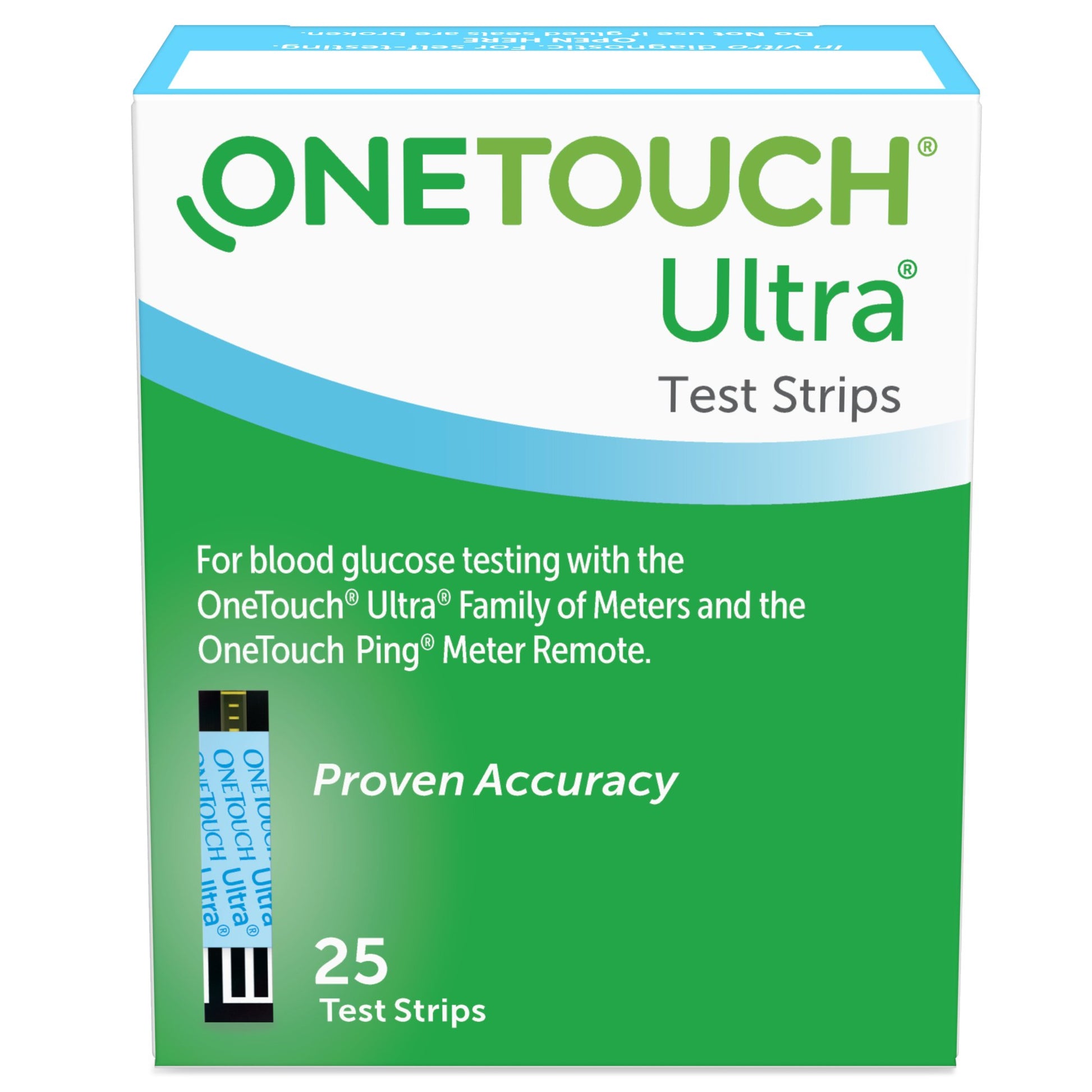 Blood Glucose Test Strips OneTouch® Ultra® 2 25 Strips per Pack For OneTouch® Ultra® Blood Glucose Meter
