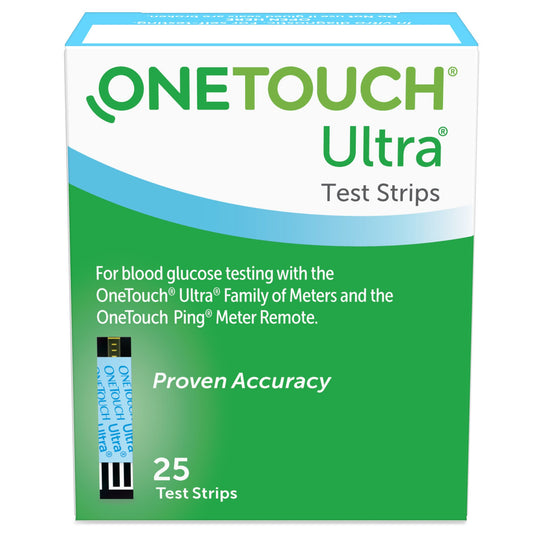 Blood Glucose Test Strips OneTouch® Ultra® 2 25 Strips per Pack For OneTouch® Ultra® Blood Glucose Meter