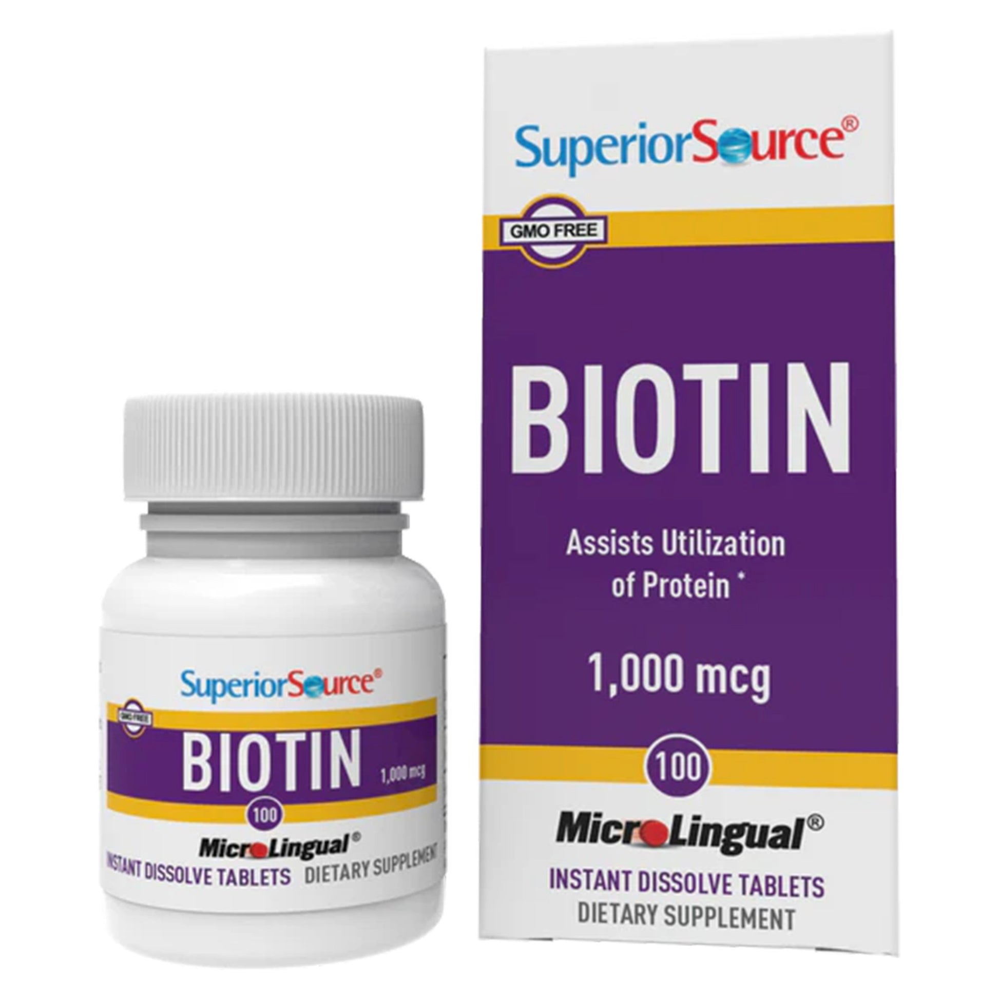 Biotin Supplement Superior Source® Vitamin B7 1,000 mcg Strength Tablet 100 per Bottle
