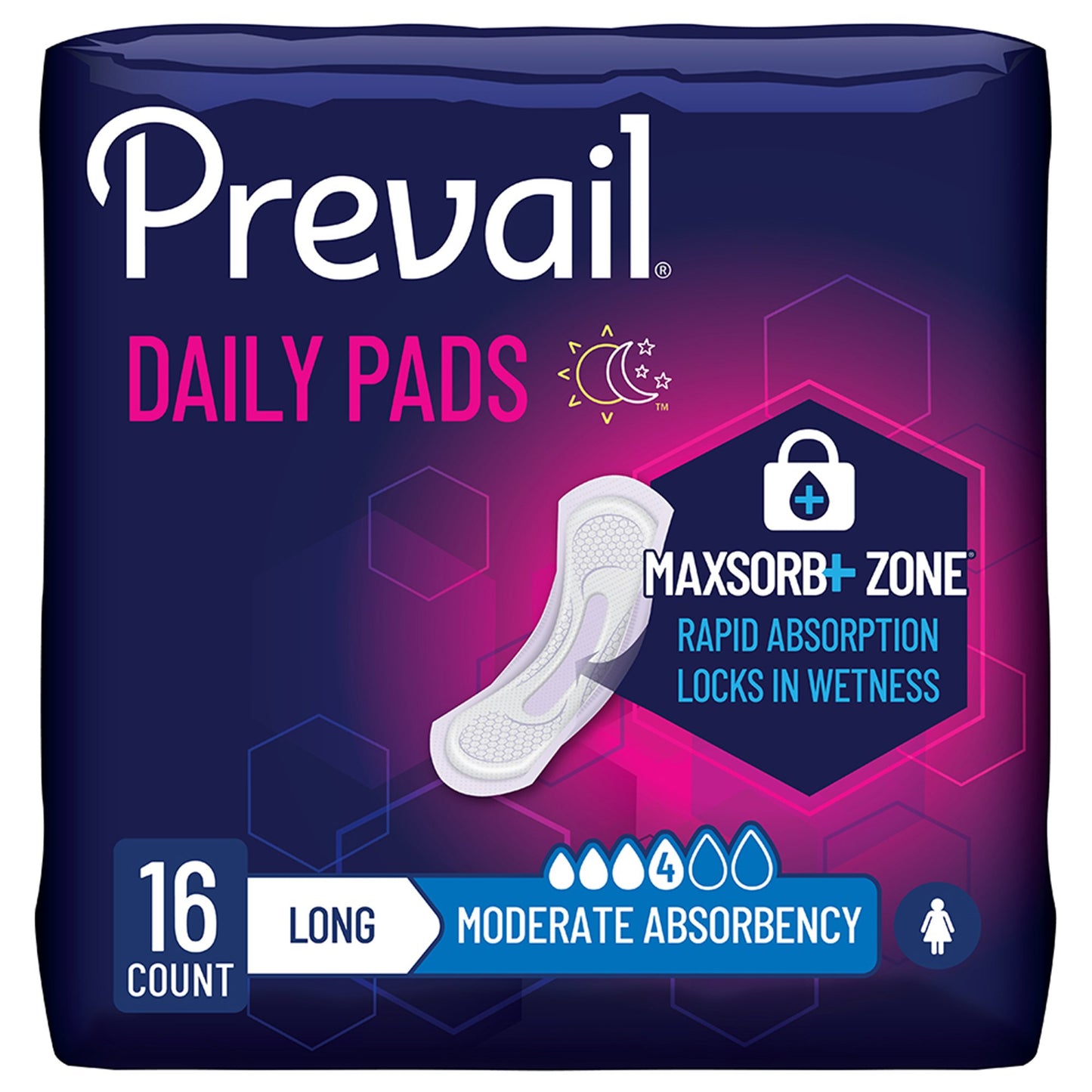 Bladder Control Pad Prevail® Daily Pads 12.5 Inch Moderate Absorbency Polymer Core One Size Fits Most