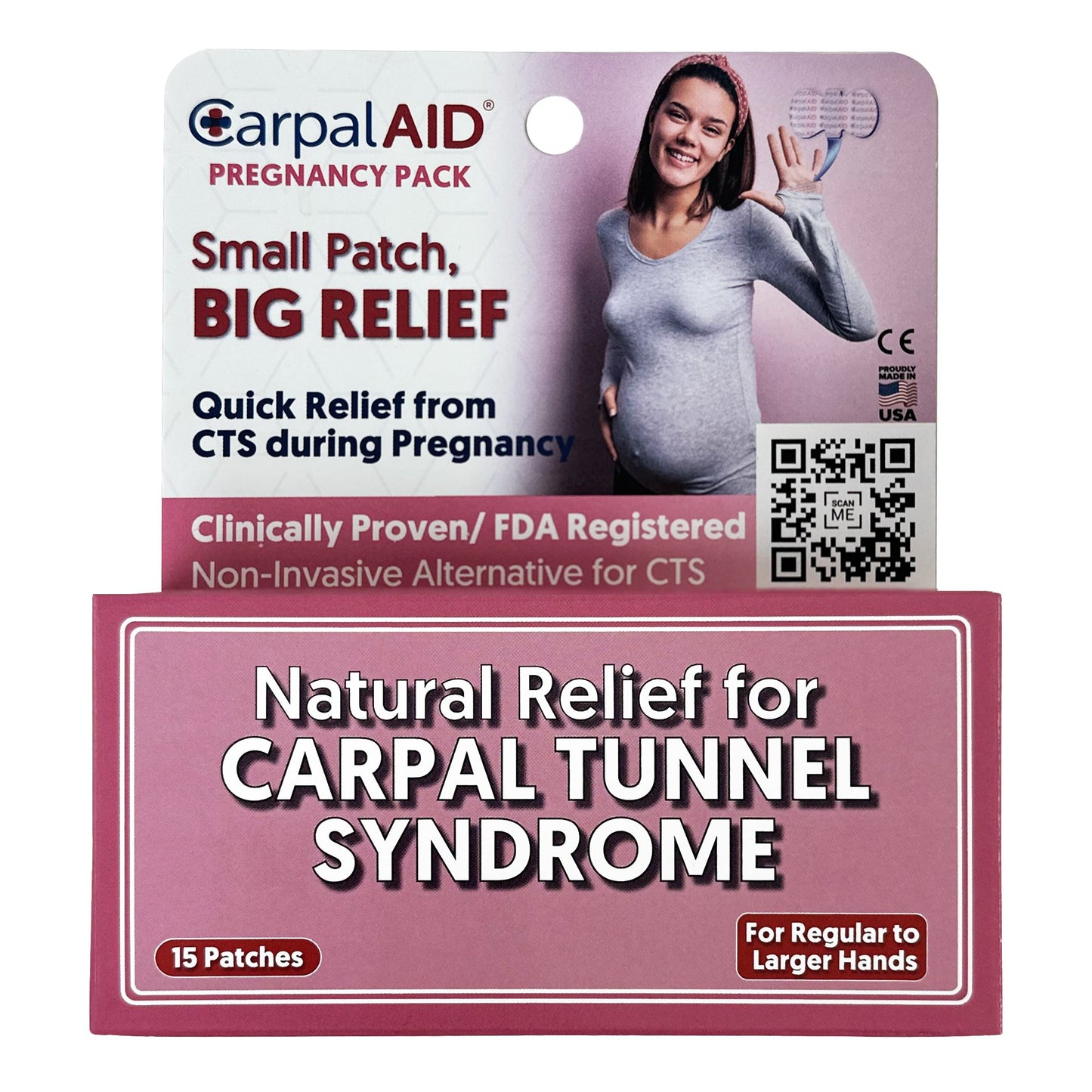 Hand-Based Carpal Tunnel Support Carpal AID® Patch Pregnancy Plastic Left or Right Hand Clear Large