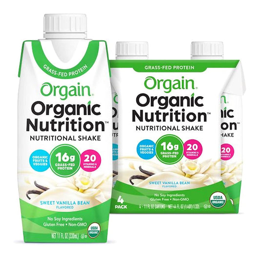 Oral Supplement Orgain® Organic Nutritional Shake Sweet Vanilla Bean Flavor Liquid 11 oz. Carton