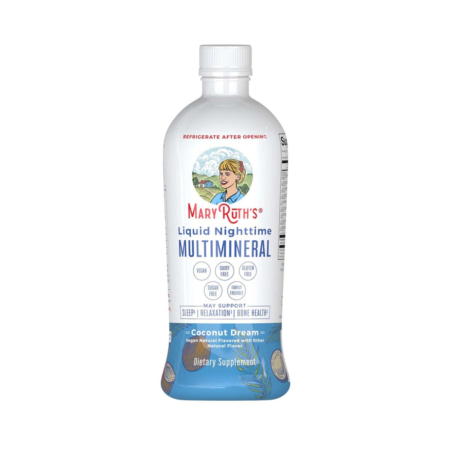 Dietary Supplement Mary Ruth's® Liquid Nighttime Multimineral Vitamin C / D / Calcium / Magnesium 1 mg - 1.7 mcg - 60 mg - 10 mg Strength Liquid 30 oz. Coconut Flavor