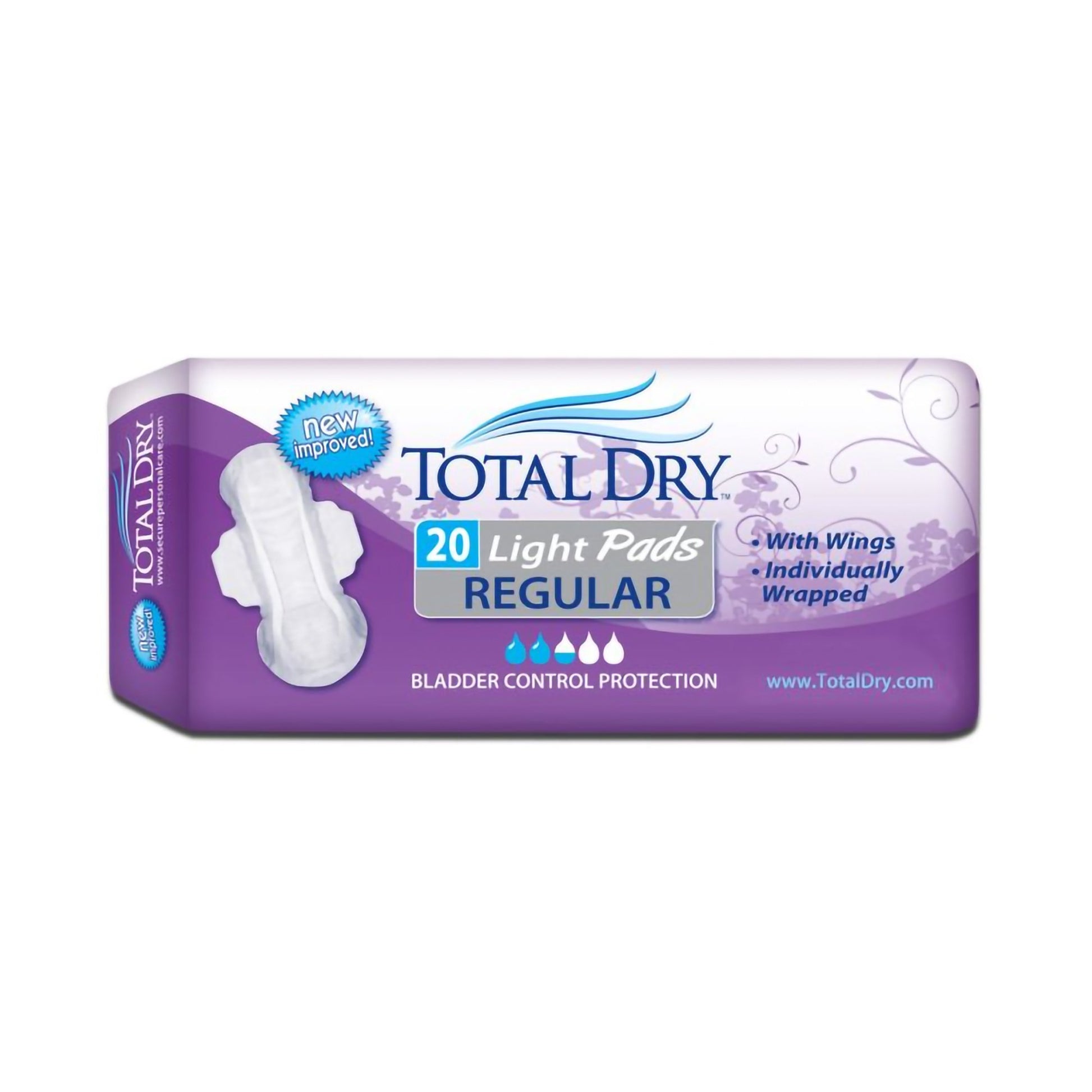Bladder Control Pad TotalDry™ 11 Inch Length Moderate Absorbency Polymer Core Regular