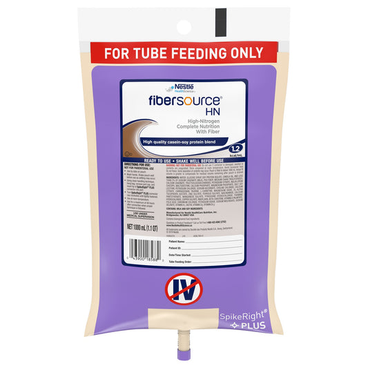 Tube Feeding Formula Fibersource® HN Unflavored Liquid 1000 mL Ready to Hang Prefilled Container