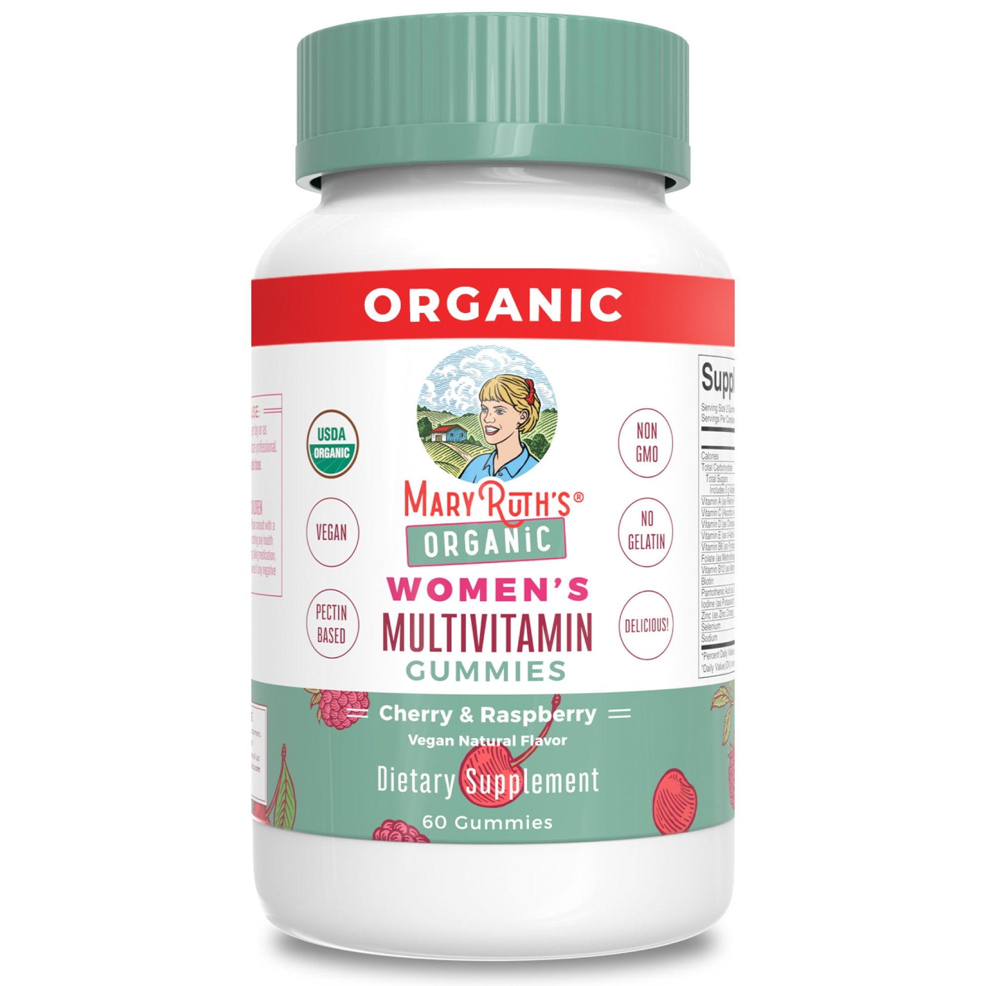 Multivitamin Supplement Mary Ruth's® Organic Women's Vitamin A / C / D / E 450 mcg - 20 mg - 6 mcg - 7 mg Strength Gummie 60 Per Bottle Strawberry Flavor