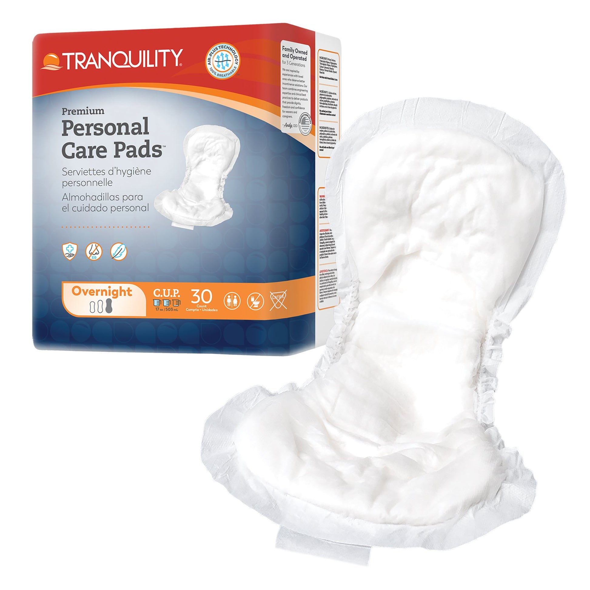 Bladder Control Pad Tranquility® Premium Overnight 16 Inch Length Heavy Absorbency Super Absorbent Core One Size Fits Most
