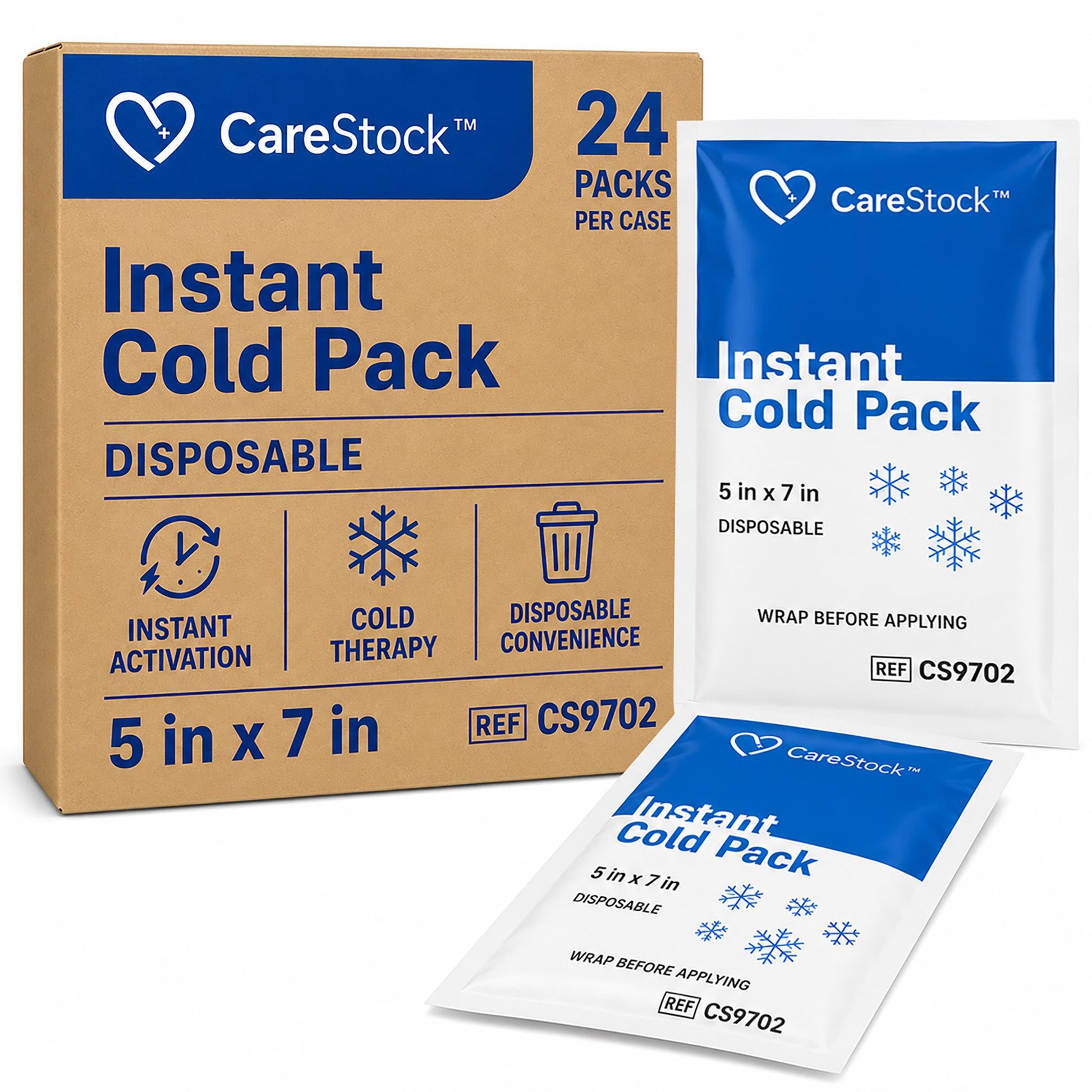 Instant Cold Pack CareStock General Purpose 5 X 7 Inch Calcium Ammonium Nitrate / Water Disposable