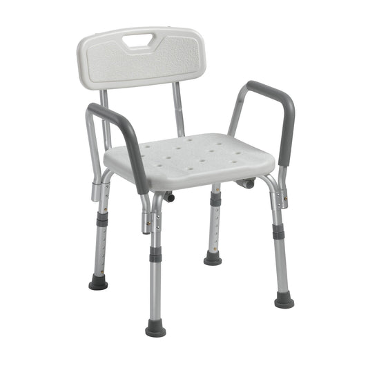 Bath Bench drive™ Padded Removable Arms Aluminum Frame With Backrest 16 Inch Seat Width 300 lbs. Weight Capacity