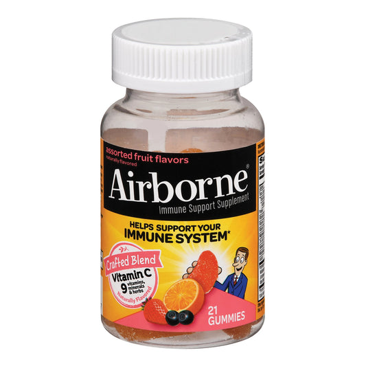 Multivitamin Supplement Airborne® Immune Support Vitamin A / Ascorbic Acid 200 IU - 1,000 mg Strength Gummy 21 per Bottle Assorted Fruit Flavor