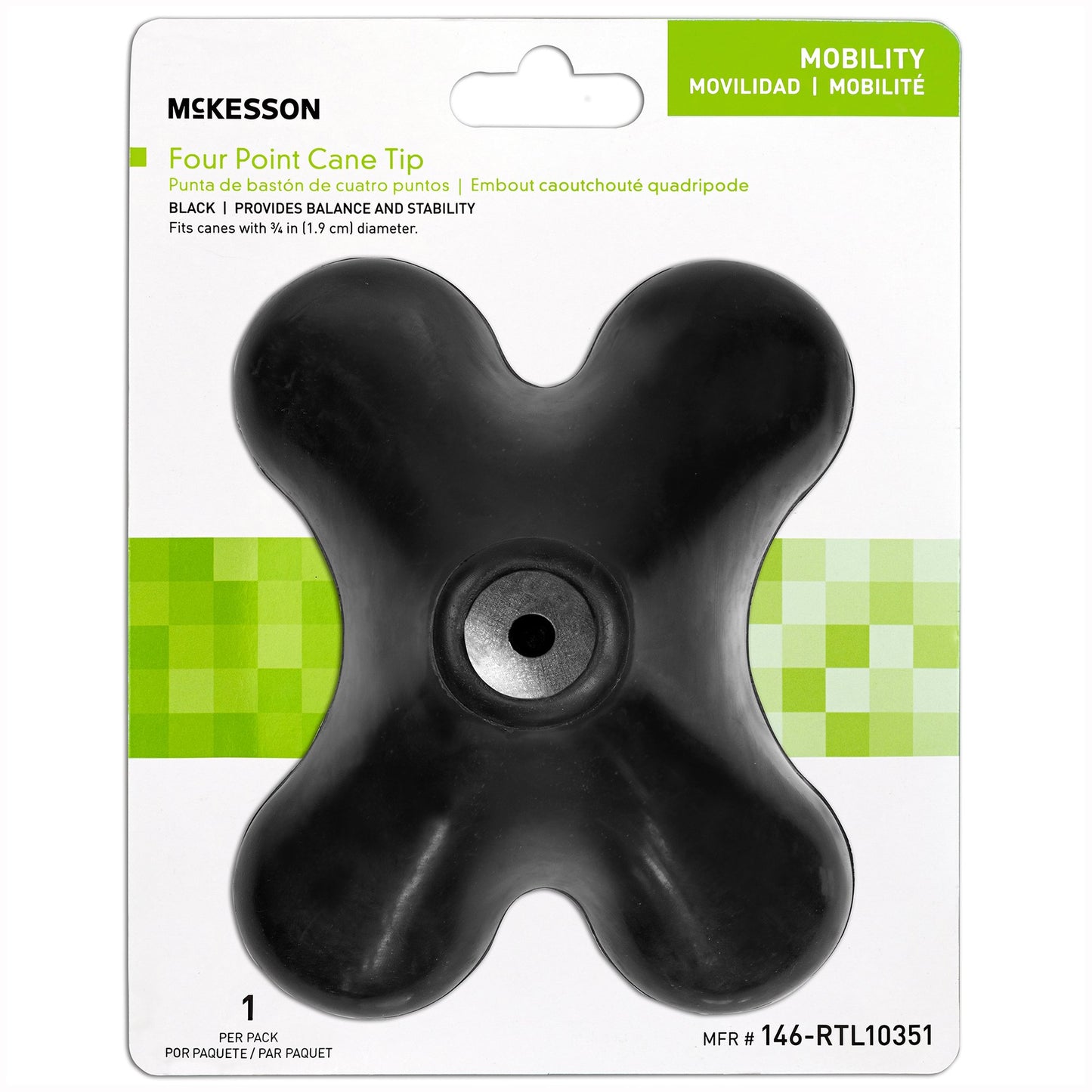 McKesson 4-Point Cane Tip For Cane with 3/4 Inch Diameter