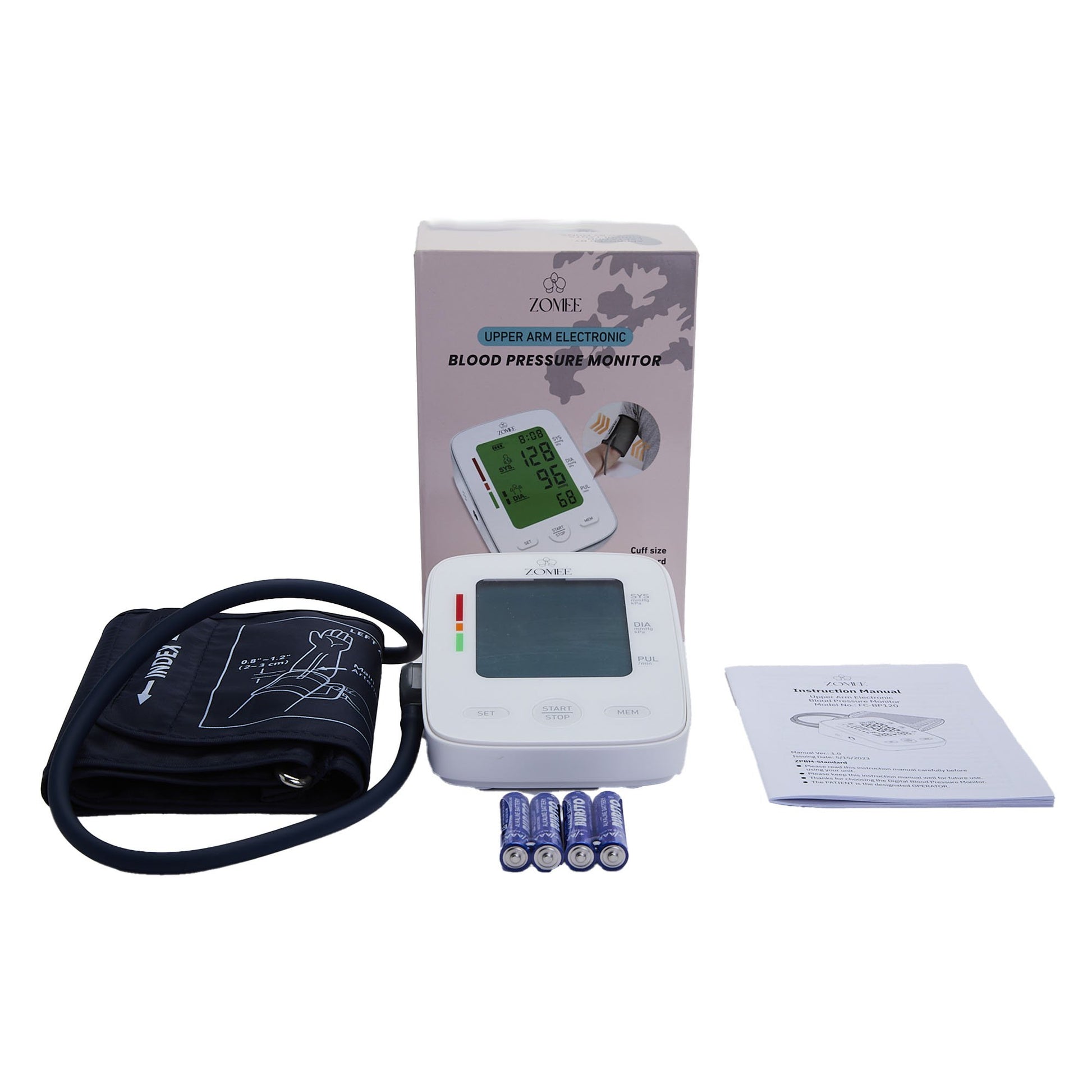 Home Automatic Digital Blood Pressure Monitor Zomee Extra Large Cuff Arm Nylon Cuff 16.5 to 21 Inch Desk Model